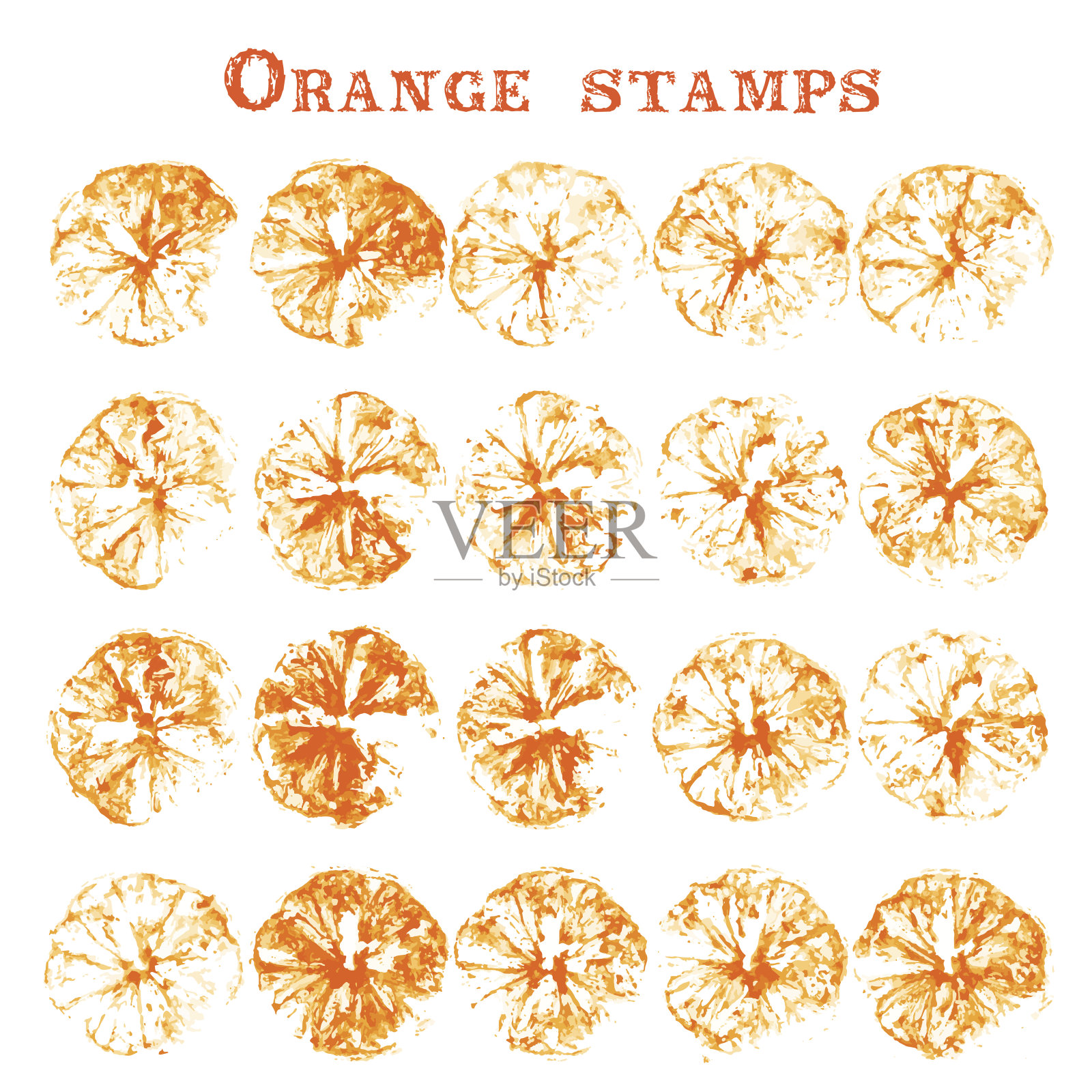 橙色的邮票插画图片素材