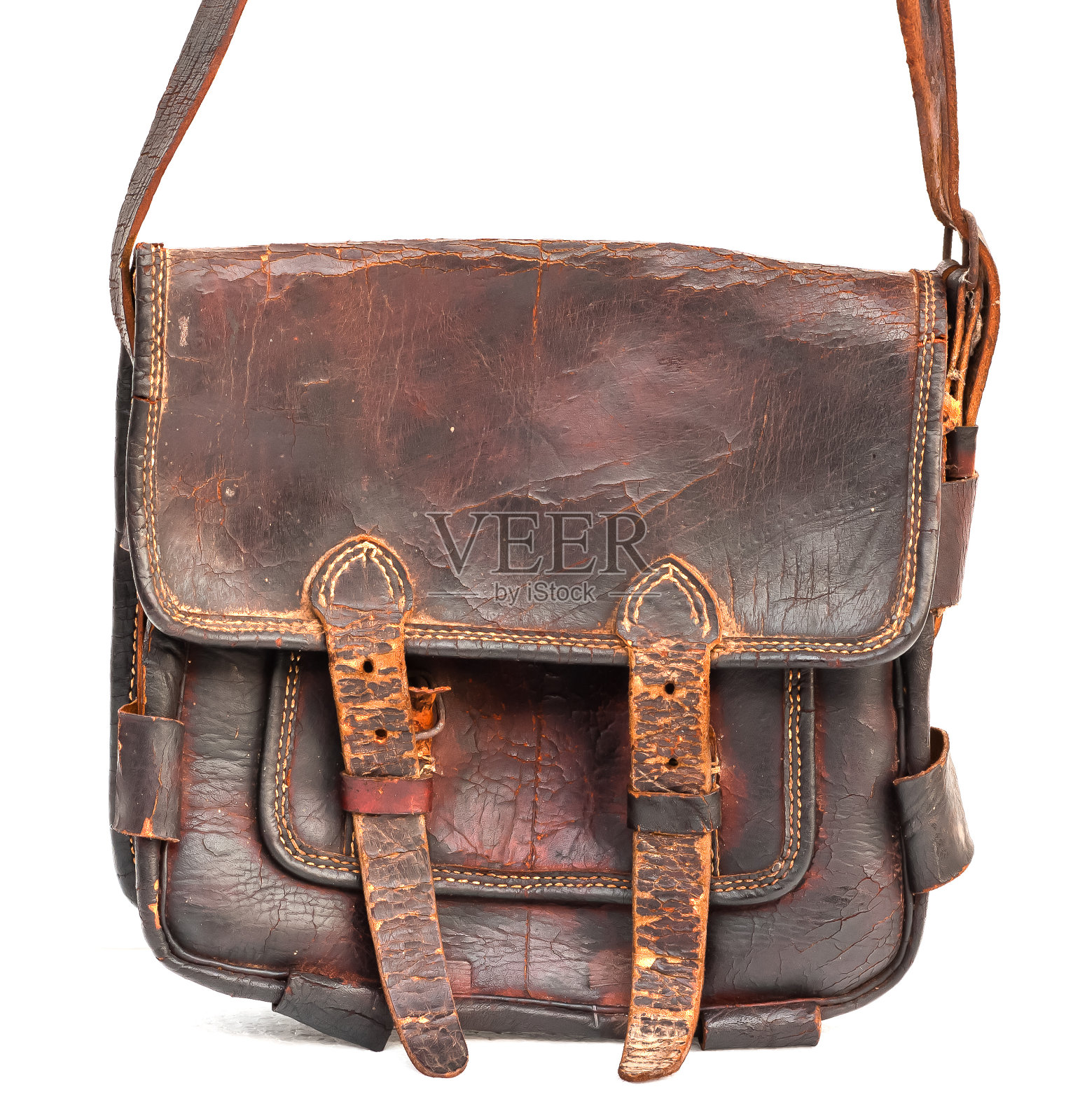 白色背景的旧手提包照片摄影图片