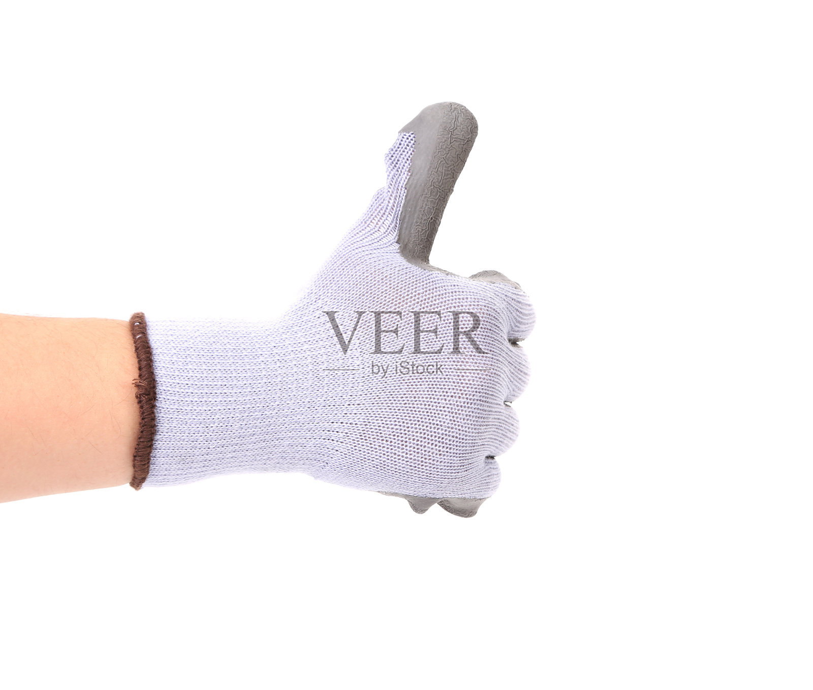 戴着橡胶手套的手大拇指朝上。照片摄影图片