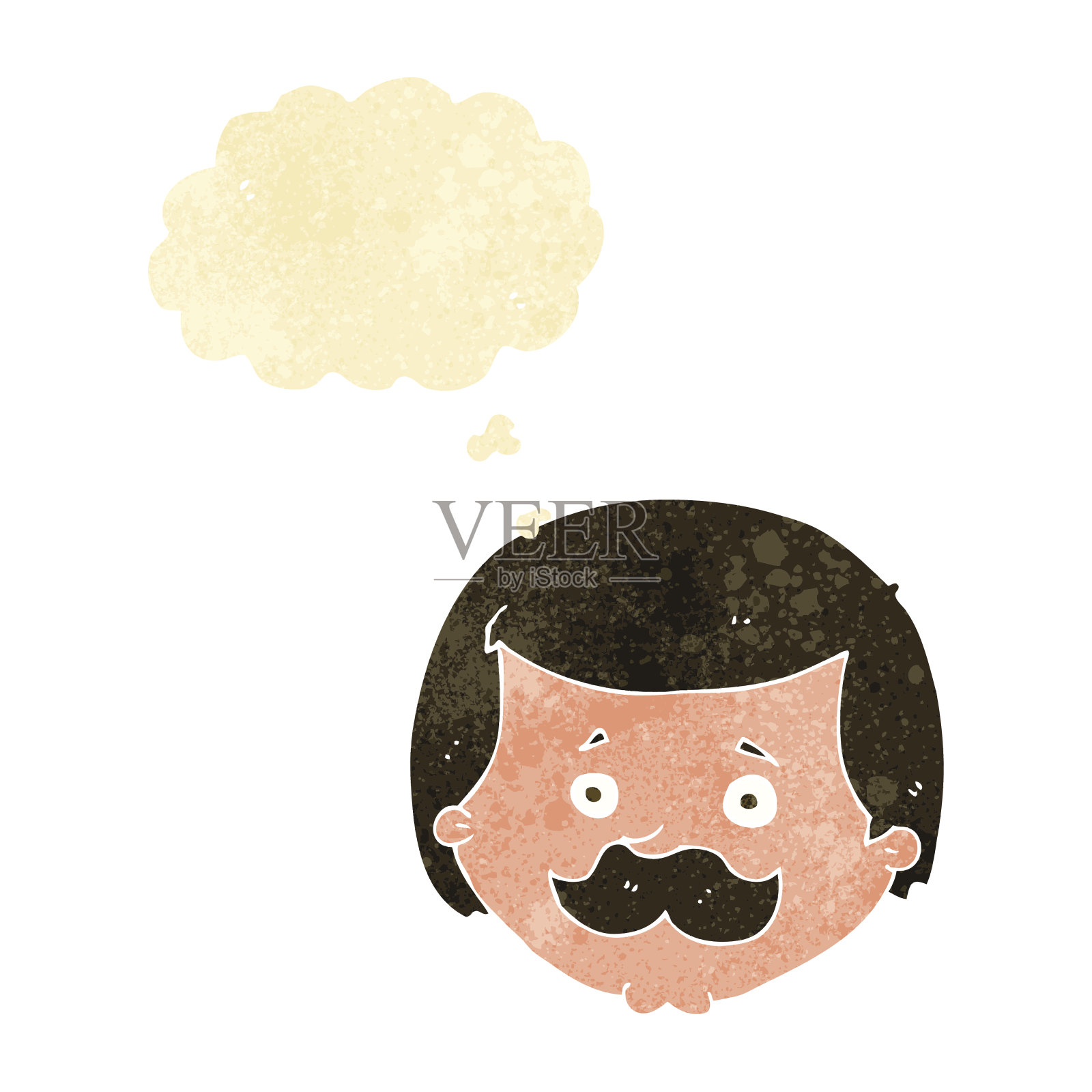 卡通人物带着胡子和思想泡泡插画图片素材