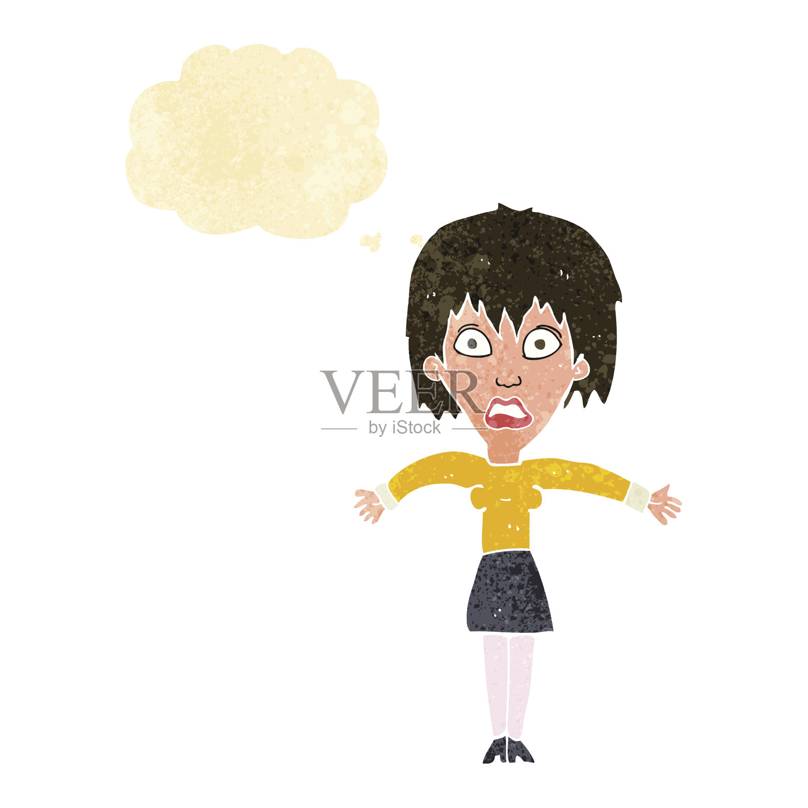 卡通震惊了女人的思想泡泡插画图片素材