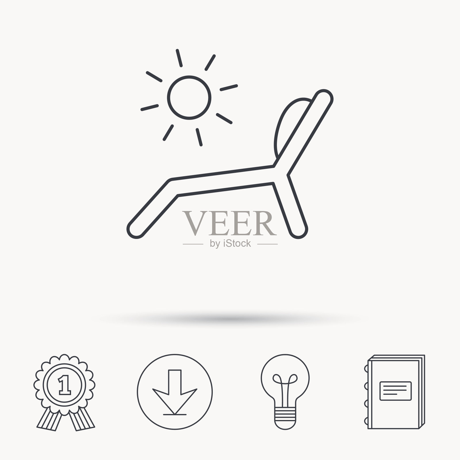 躺椅图标。海滩躺椅长龙标志。图标素材