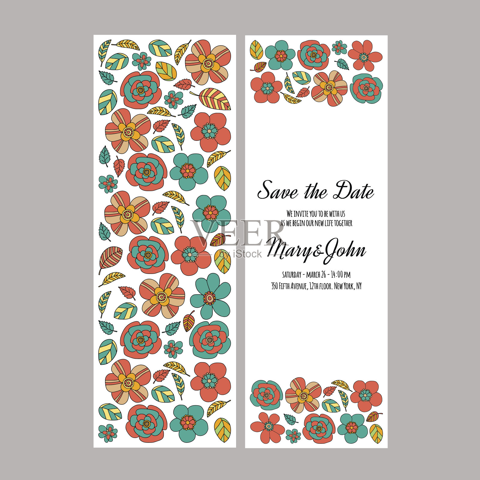 矢量婚礼邀请函，夏季，春季销售设计模板素材