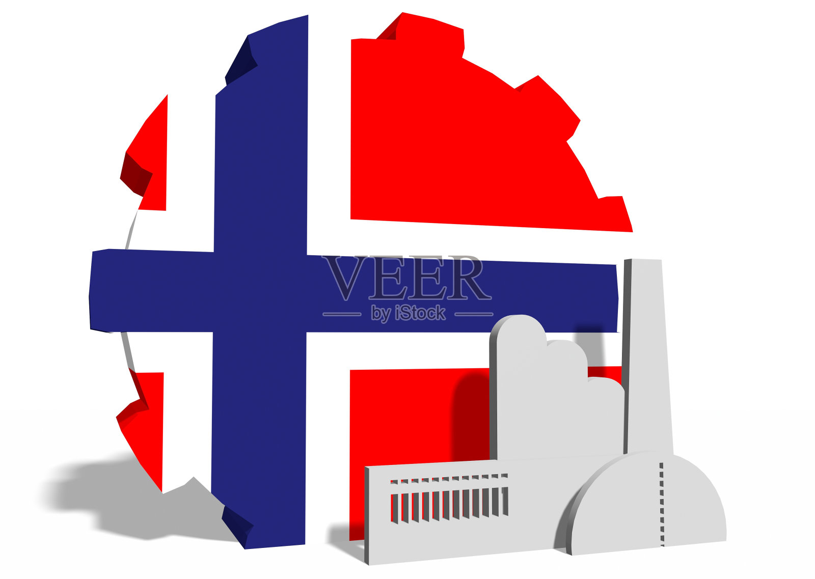 挪威重工业概念形象。齿轮和植物图标照片摄影图片