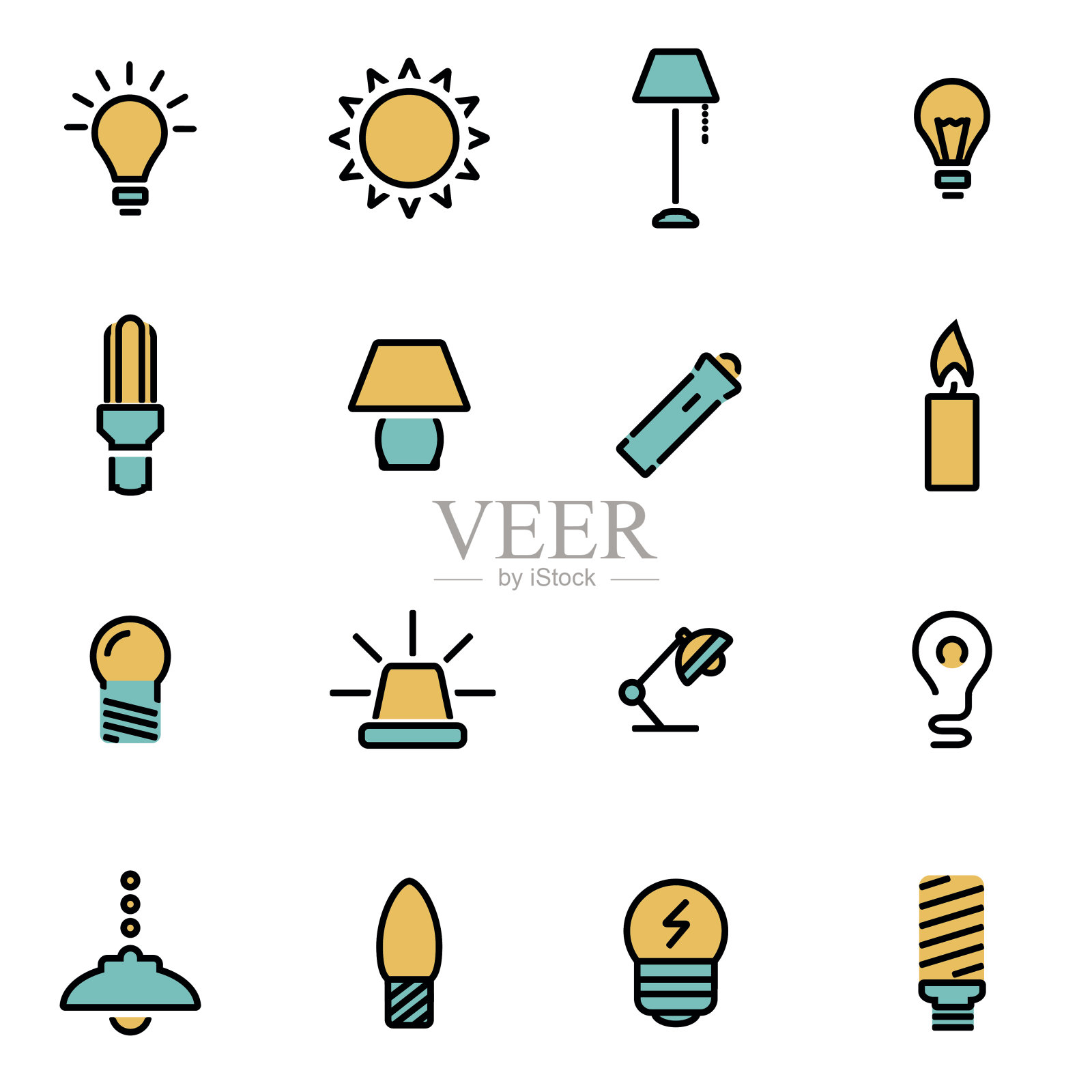 时尚的平面线图标包的设计师和开发人员。向量图标素材