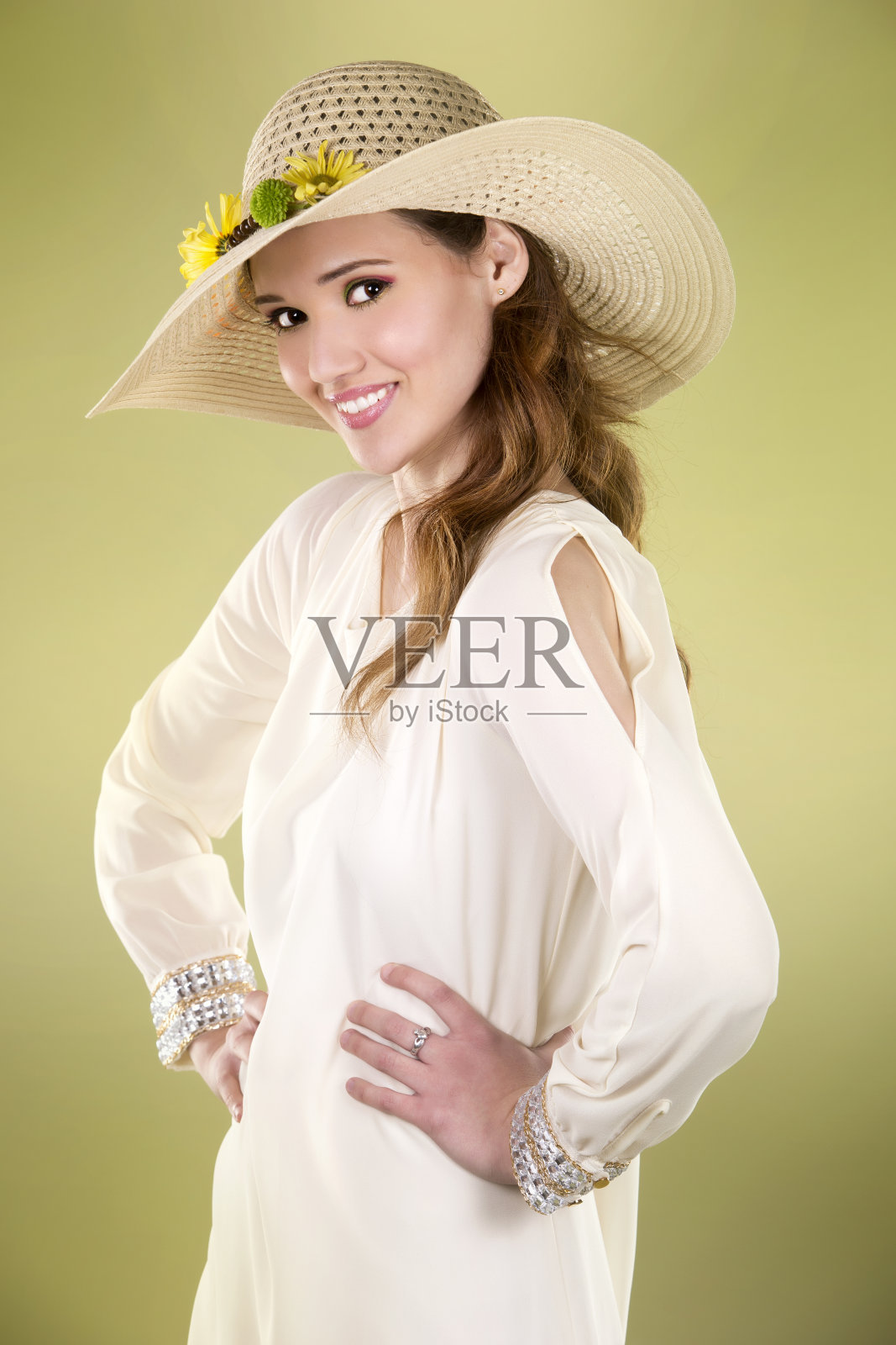 春天的女人照片摄影图片