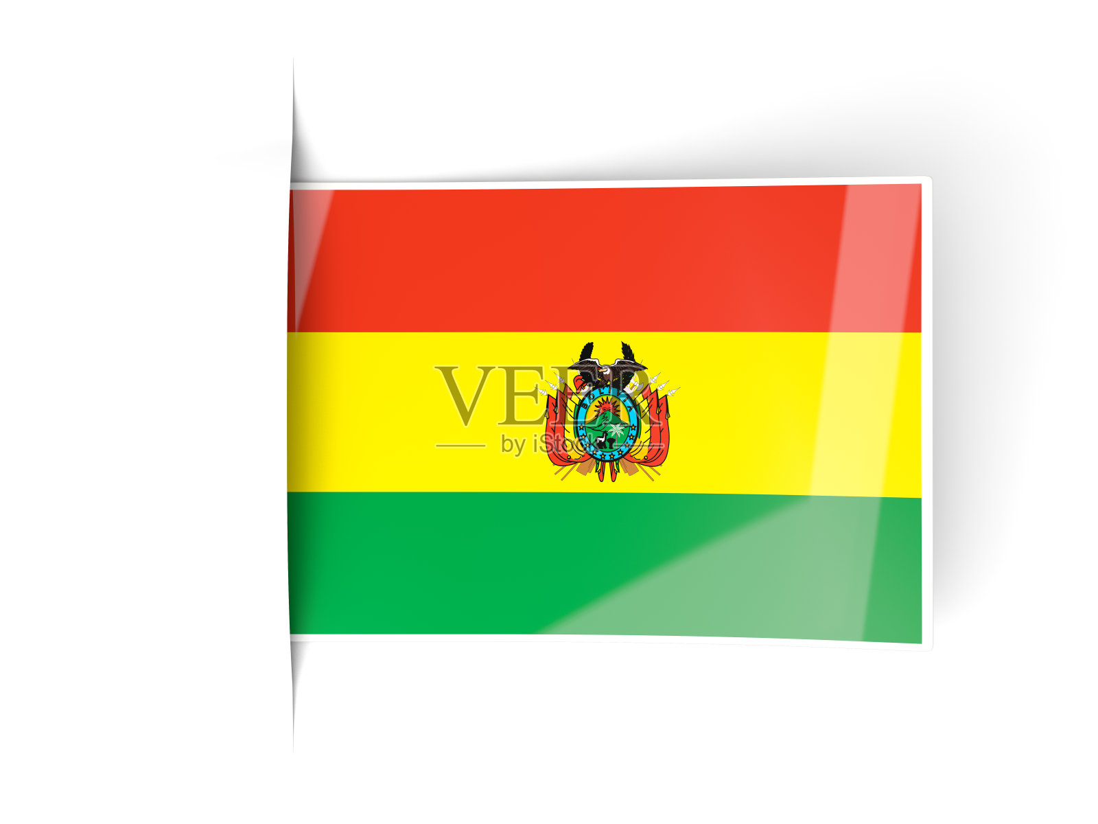 方形标签与玻利维亚国旗照片摄影图片