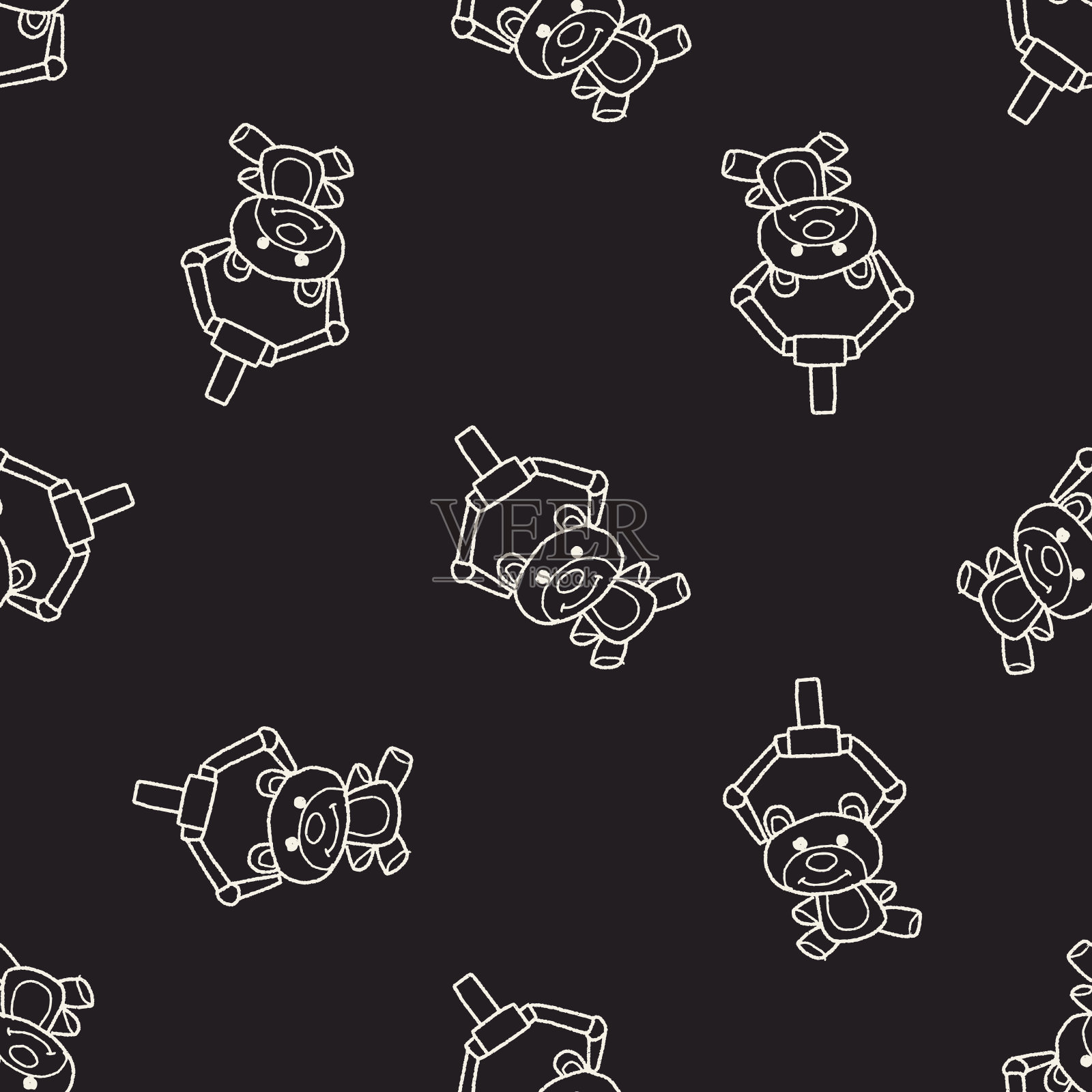 得到熊娃娃的无缝图案背景插画图片素材