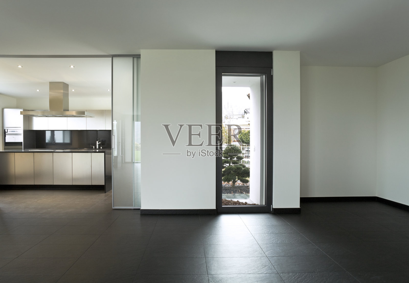 现代黑白装饰的房子内部照片摄影图片