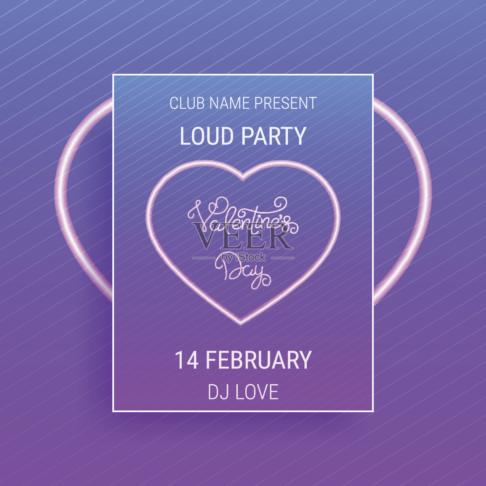 情人节派对海报插画图片素材