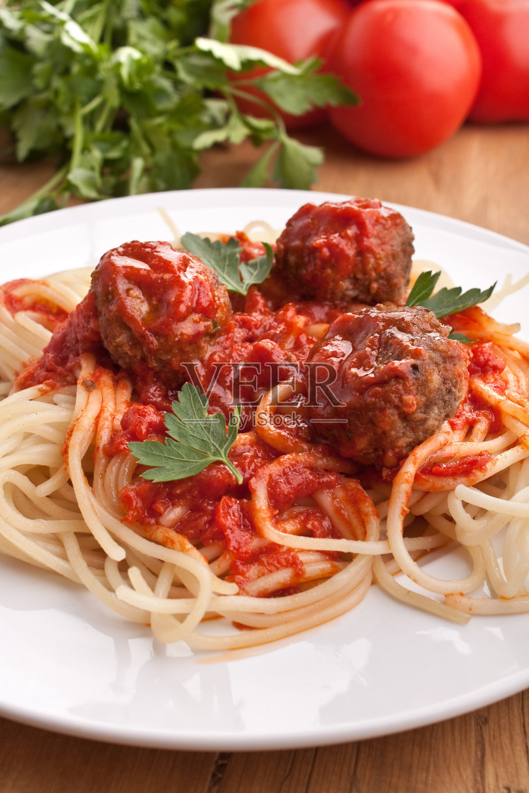 肉丸意大利面照片摄影图片