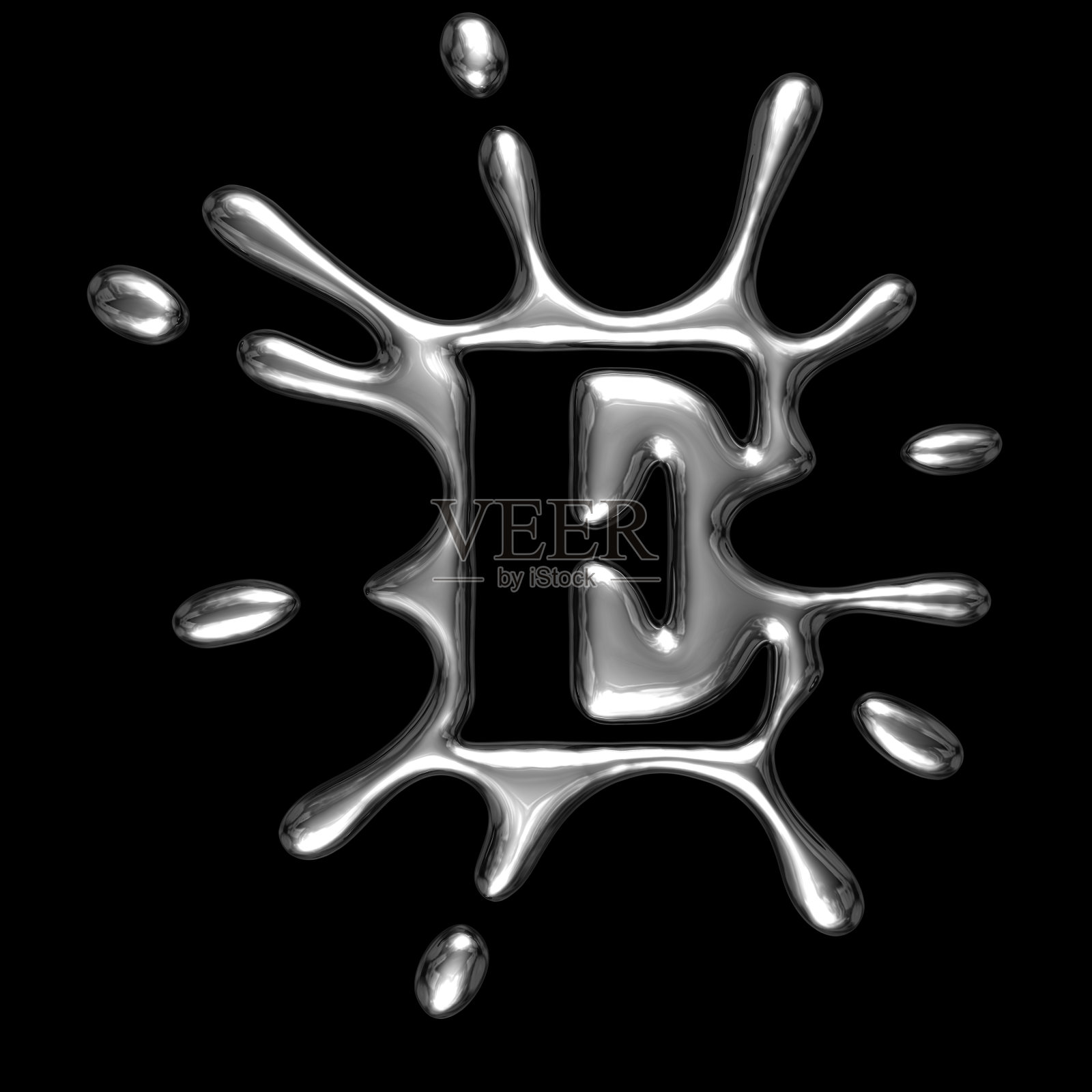 液态金属字母E照片摄影图片