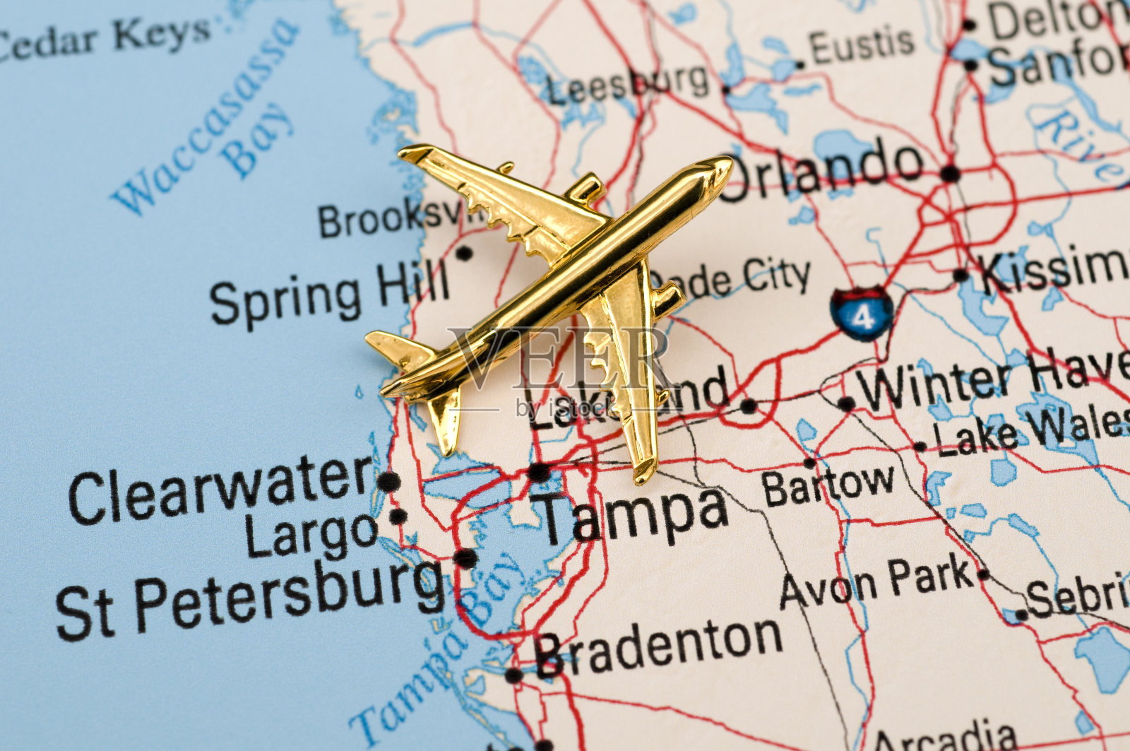 佛罗里达中部的金色飞机地图照片摄影图片