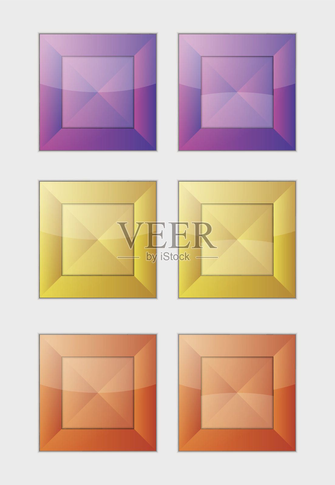 六种颜色的方形徽章或纽扣插画图片素材