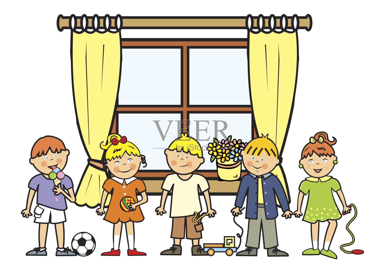 窗口和孩子设计元素图片