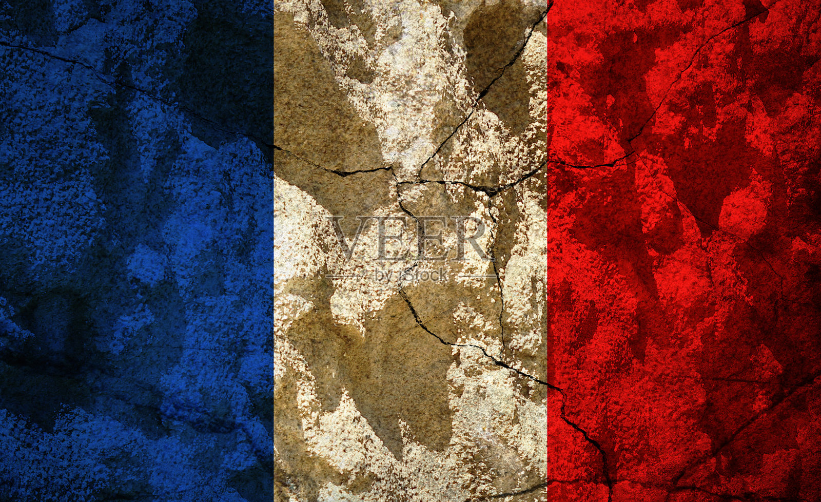 石头上的法国国旗照片摄影图片