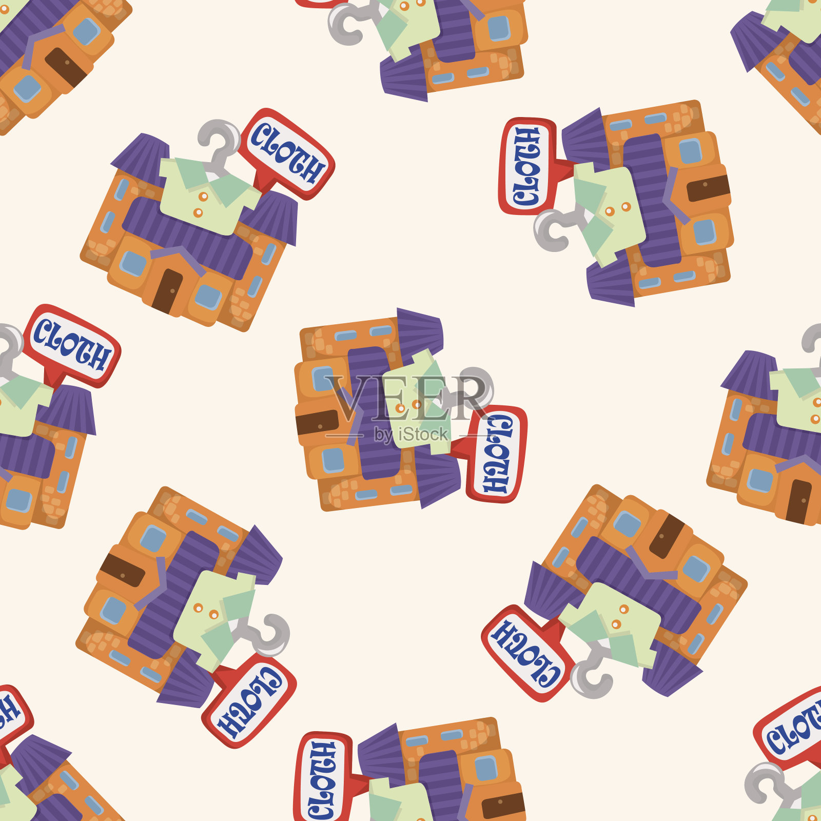 店铺店铺，无缝图案插画图片素材