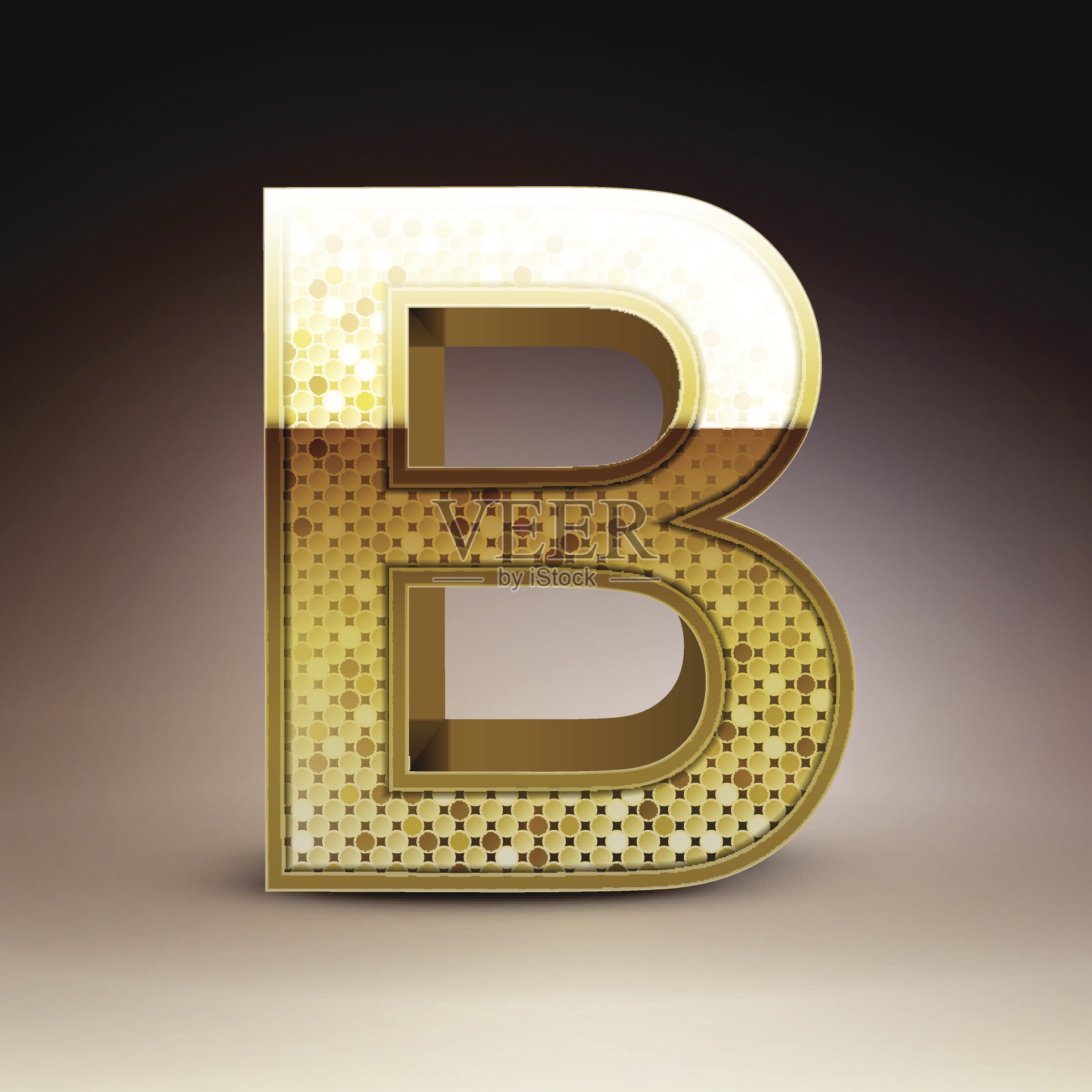 3d金色亮片字母B设计元素图片