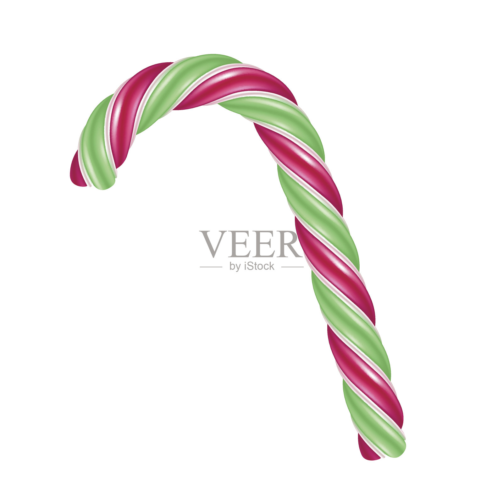 红色和绿色条纹的糖果手杖设计元素图片