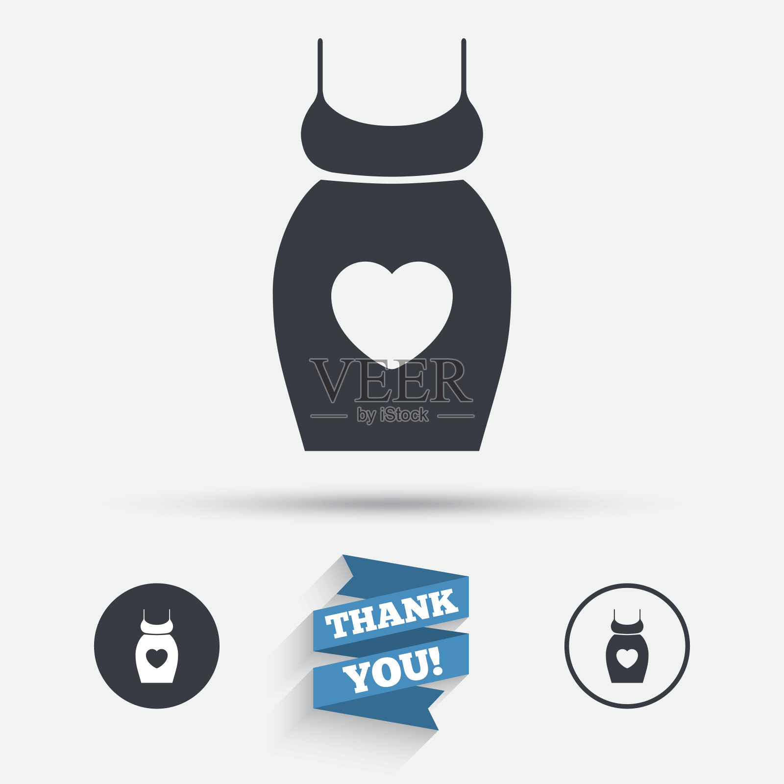 孕妇连衣裙标志图标，母性象征插画图片素材