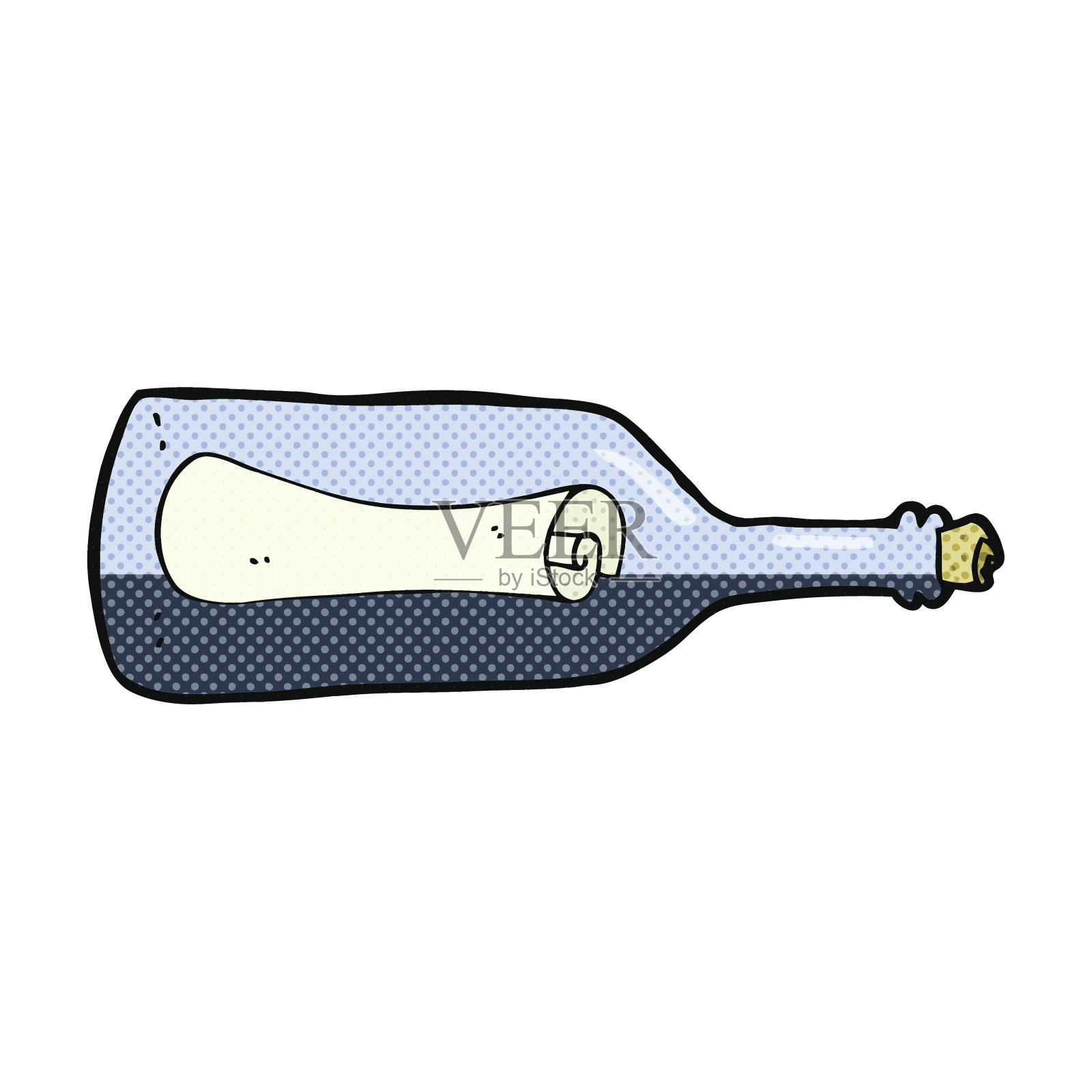 卡通瓶中的信息插画图片素材