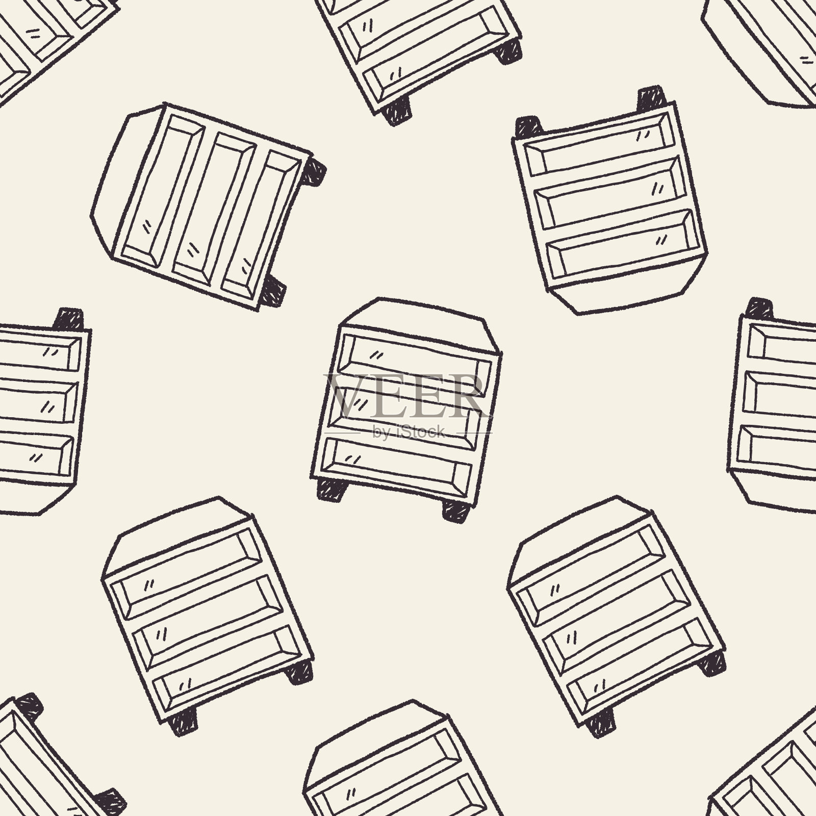 橱柜无缝涂鸦图案背景插画图片素材
