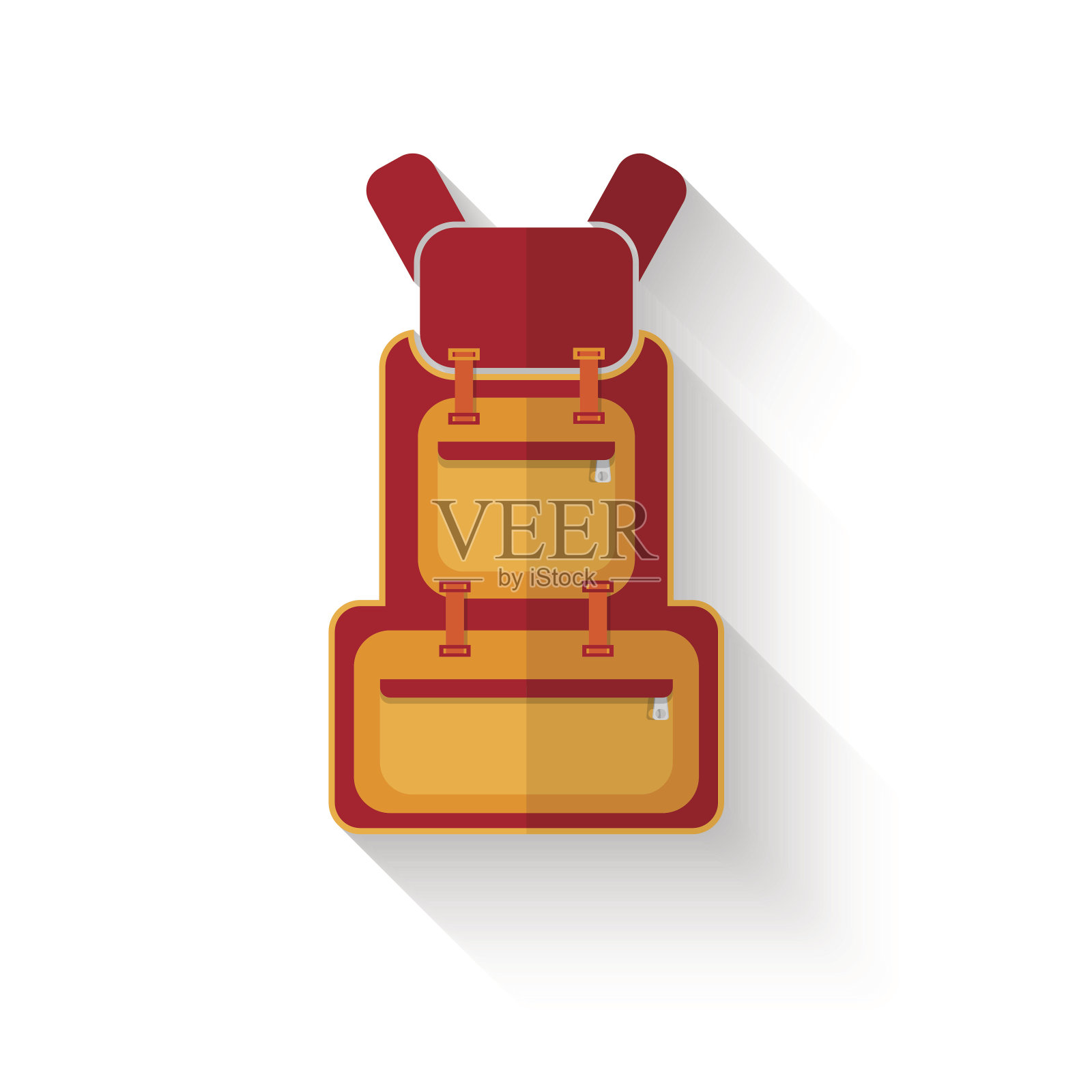 红色双肩包图标与阴影设计插画图片素材