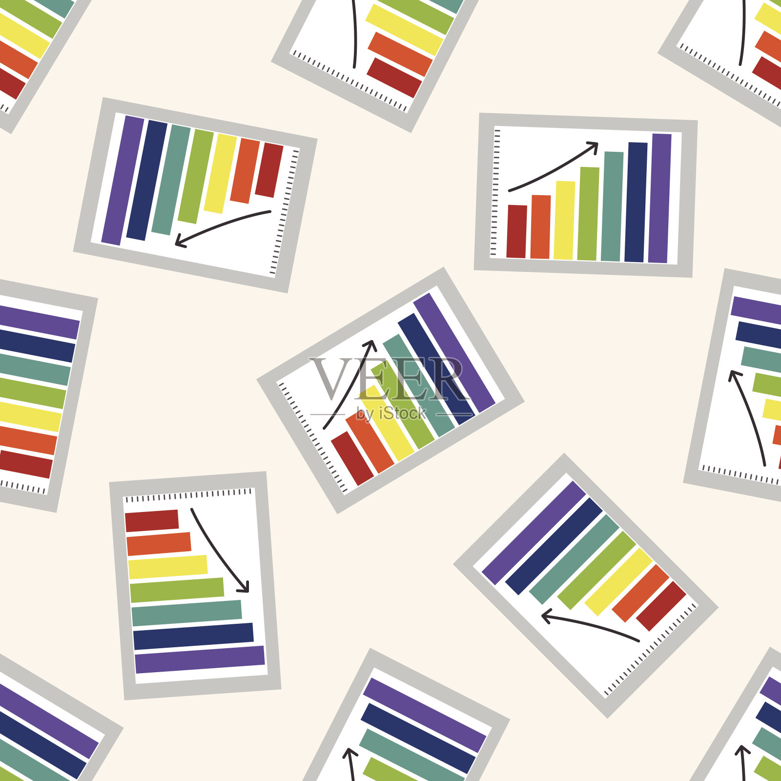 财务图表，无缝模式插画图片素材