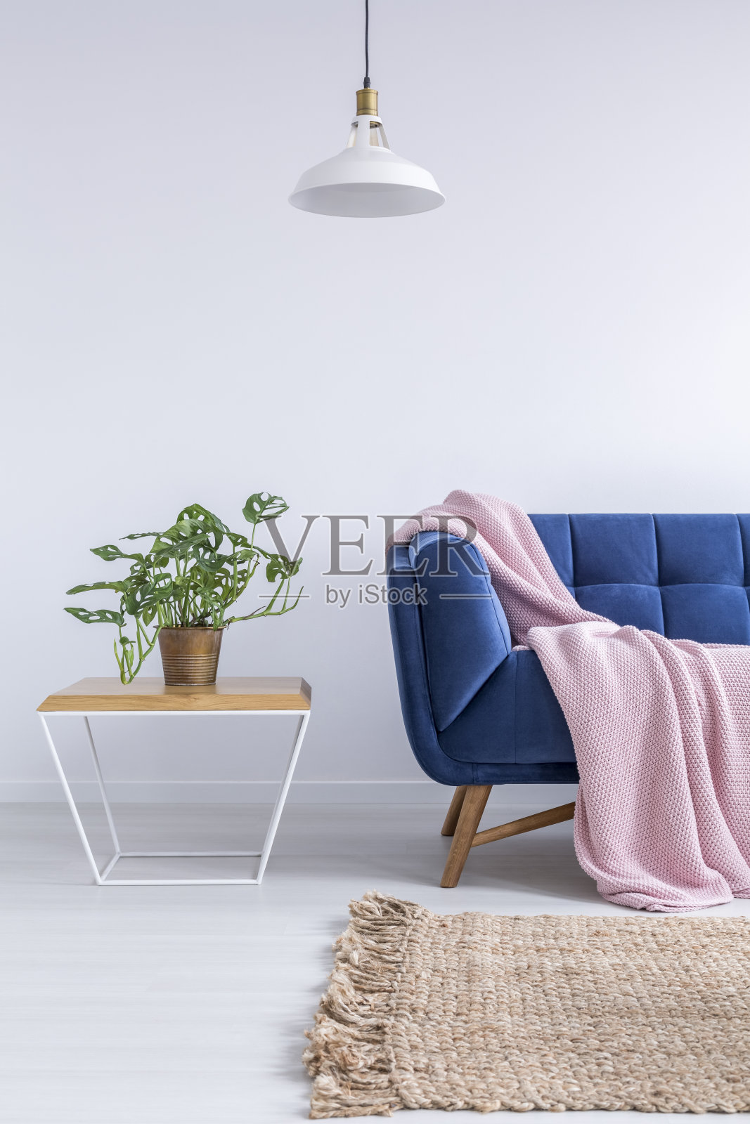 有蓝色沙发的房间很漂亮照片摄影图片