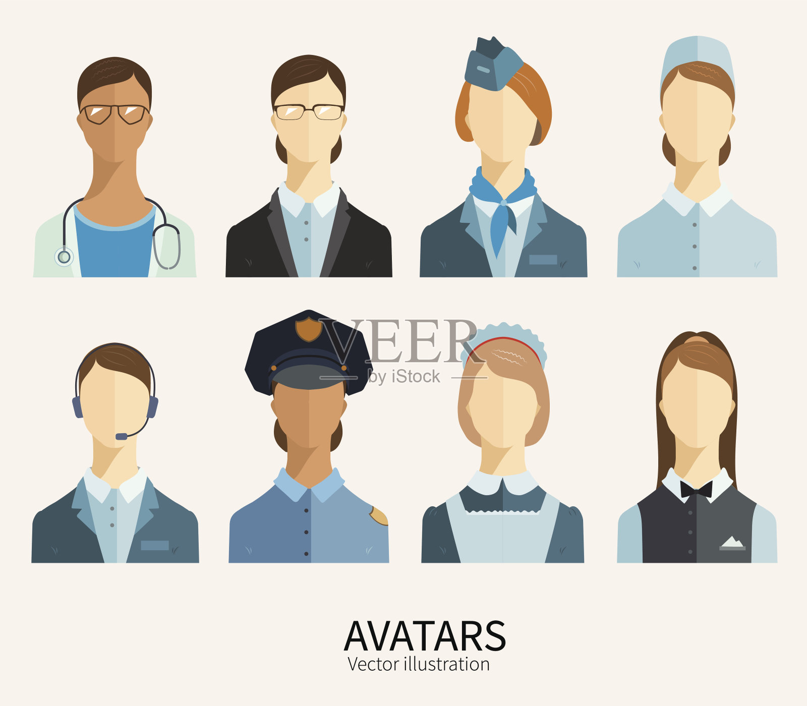 一组头像图标。职业人。插画图片素材