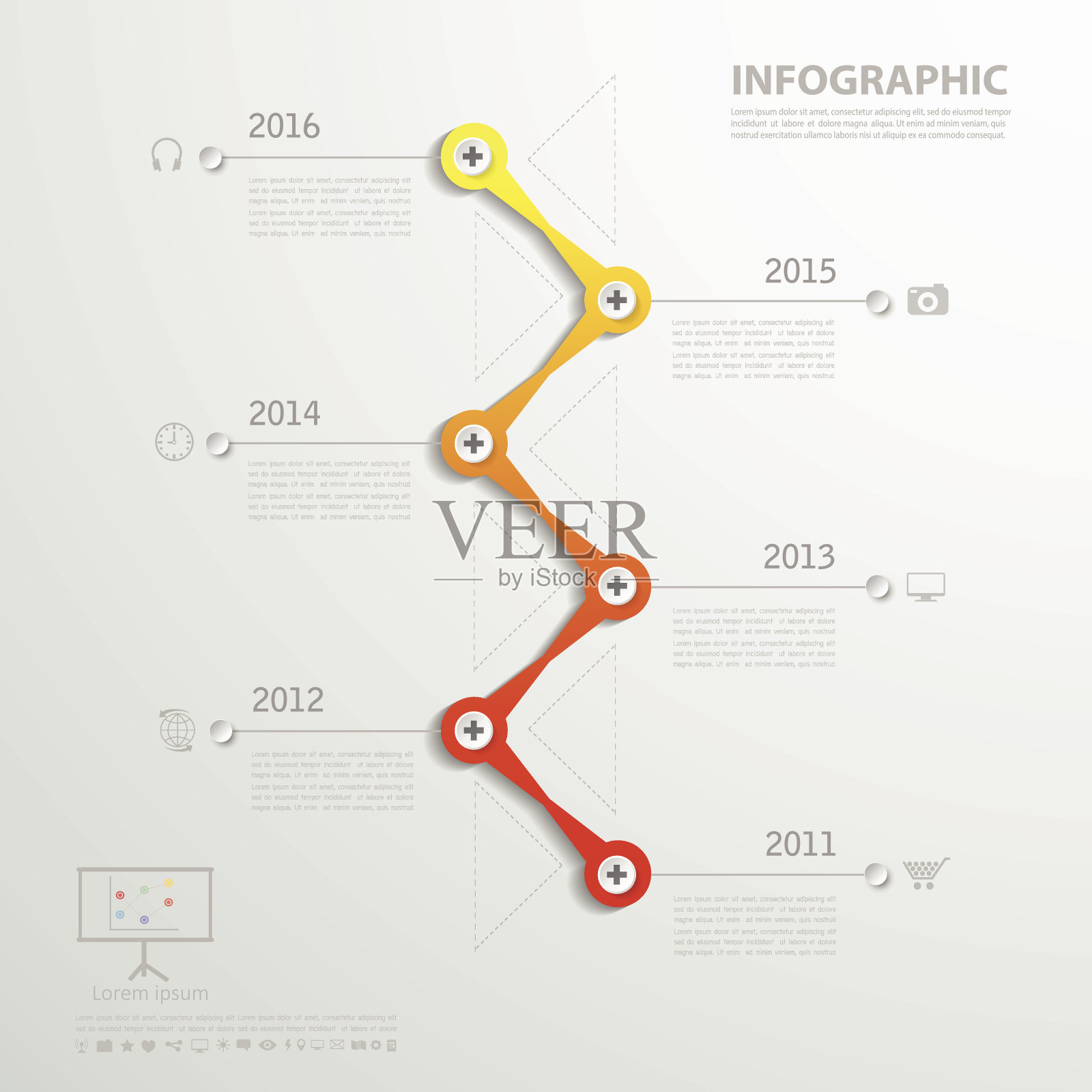 时间模板。可以用于工作流布局、图表吗插画图片素材