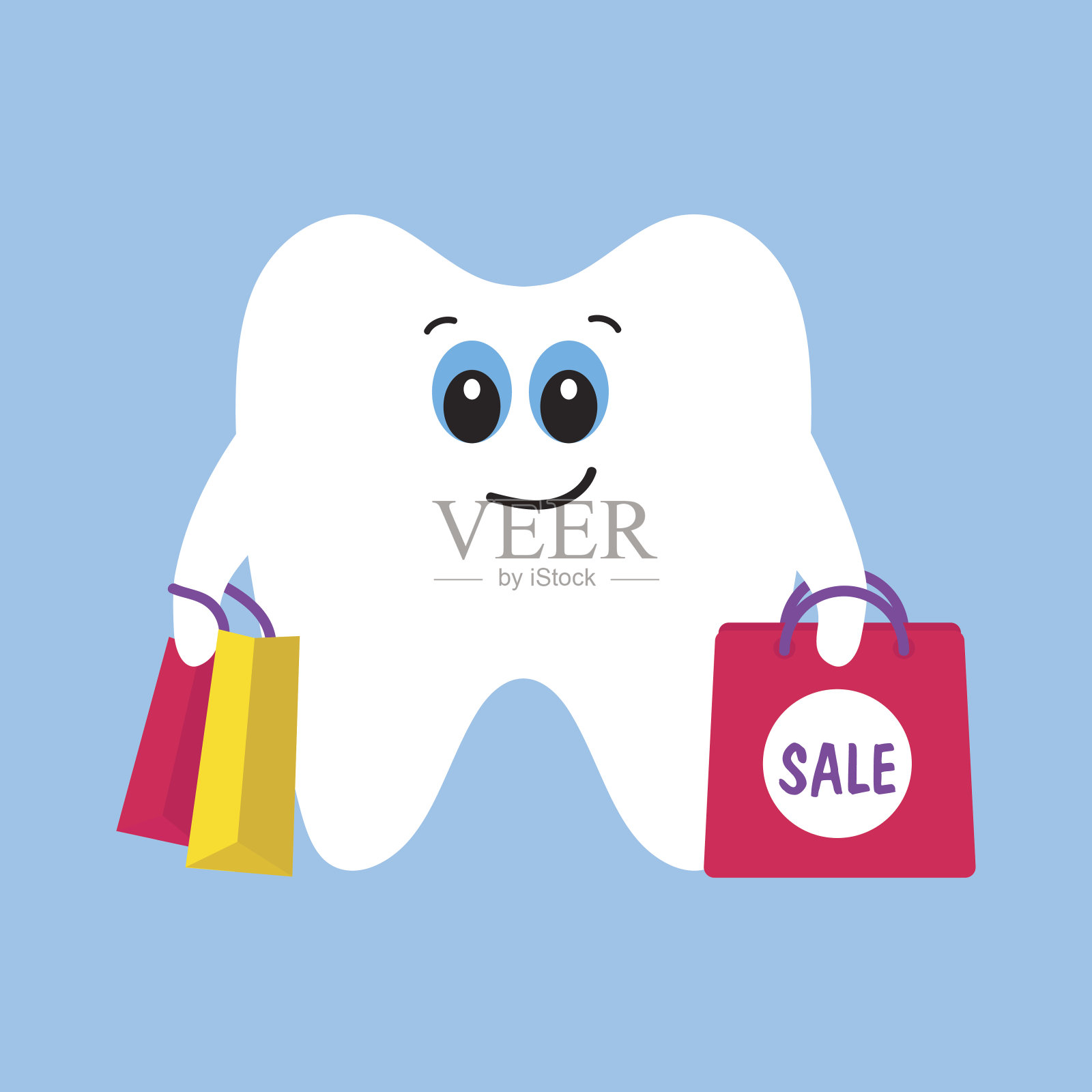 可爱的牙齿character与购买。插画图片素材