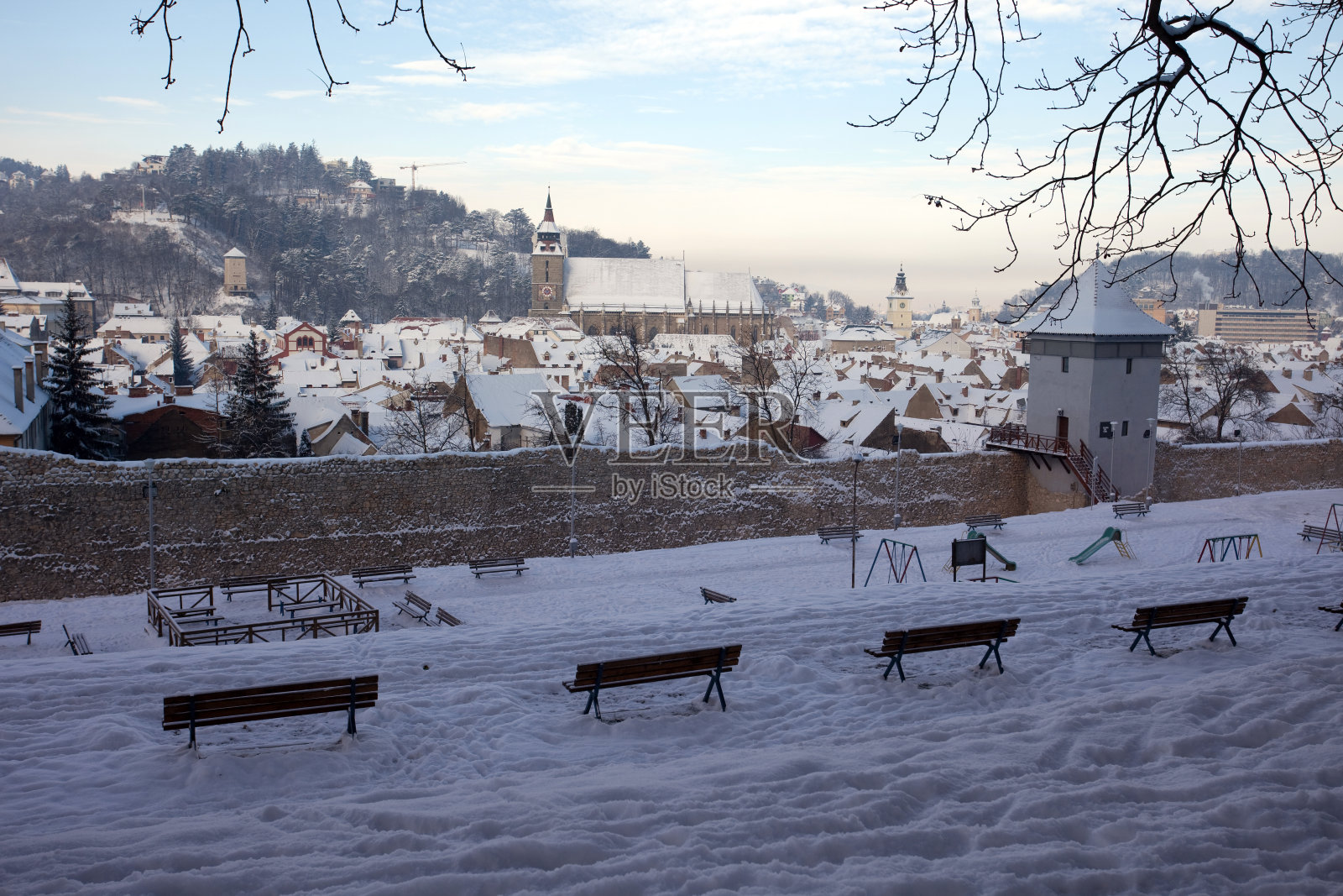 黑教堂，布拉索夫，罗马尼亚照片摄影图片