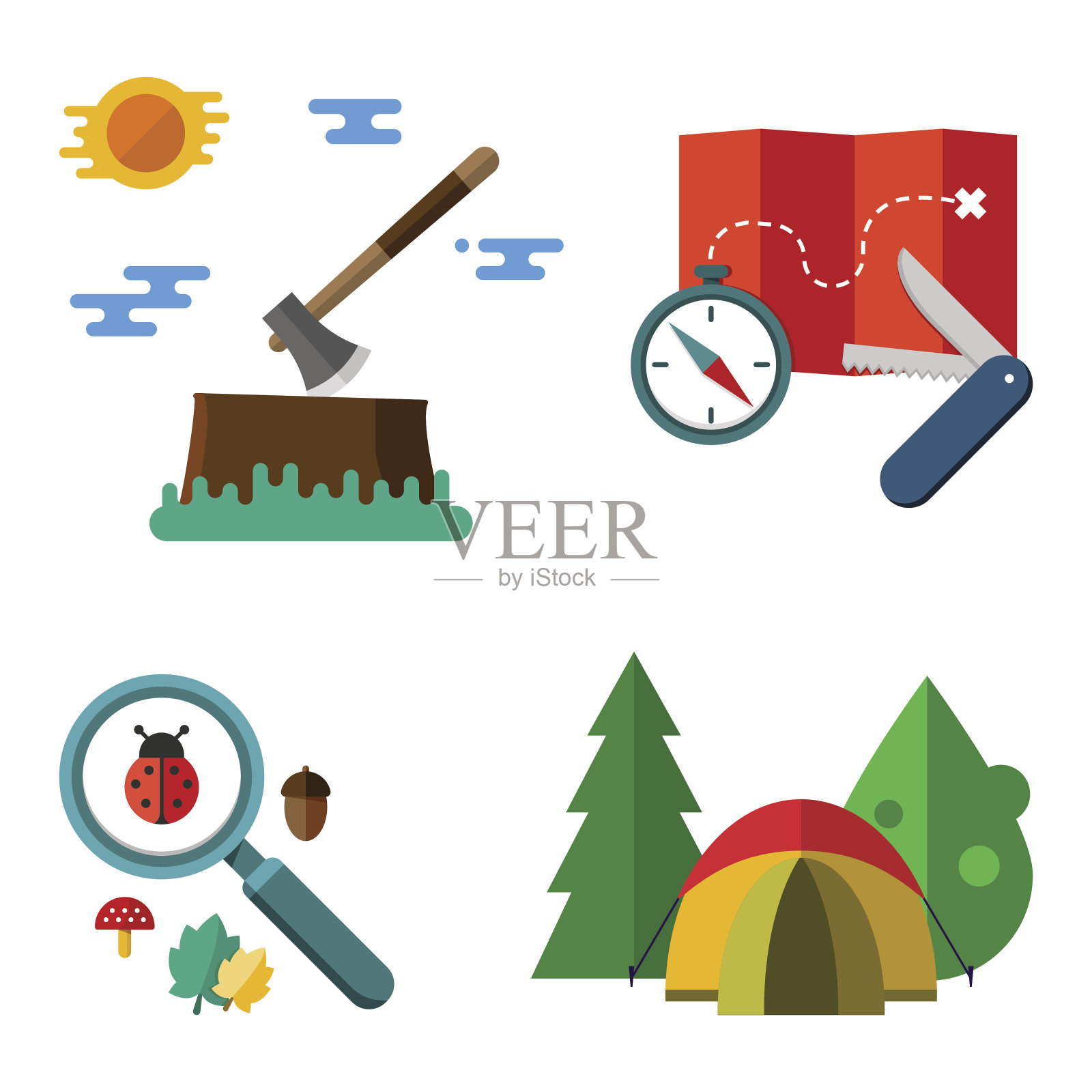 登山设备插画图片素材