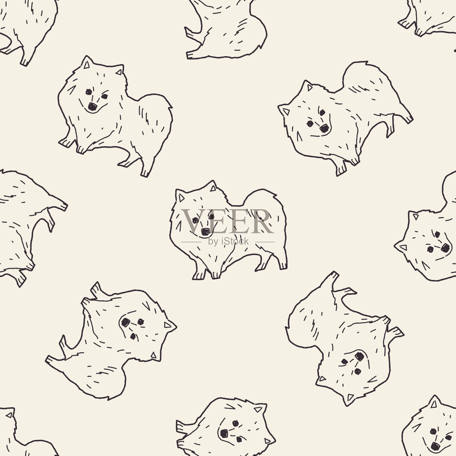 狗狗涂鸦无缝图案背景插画图片素材