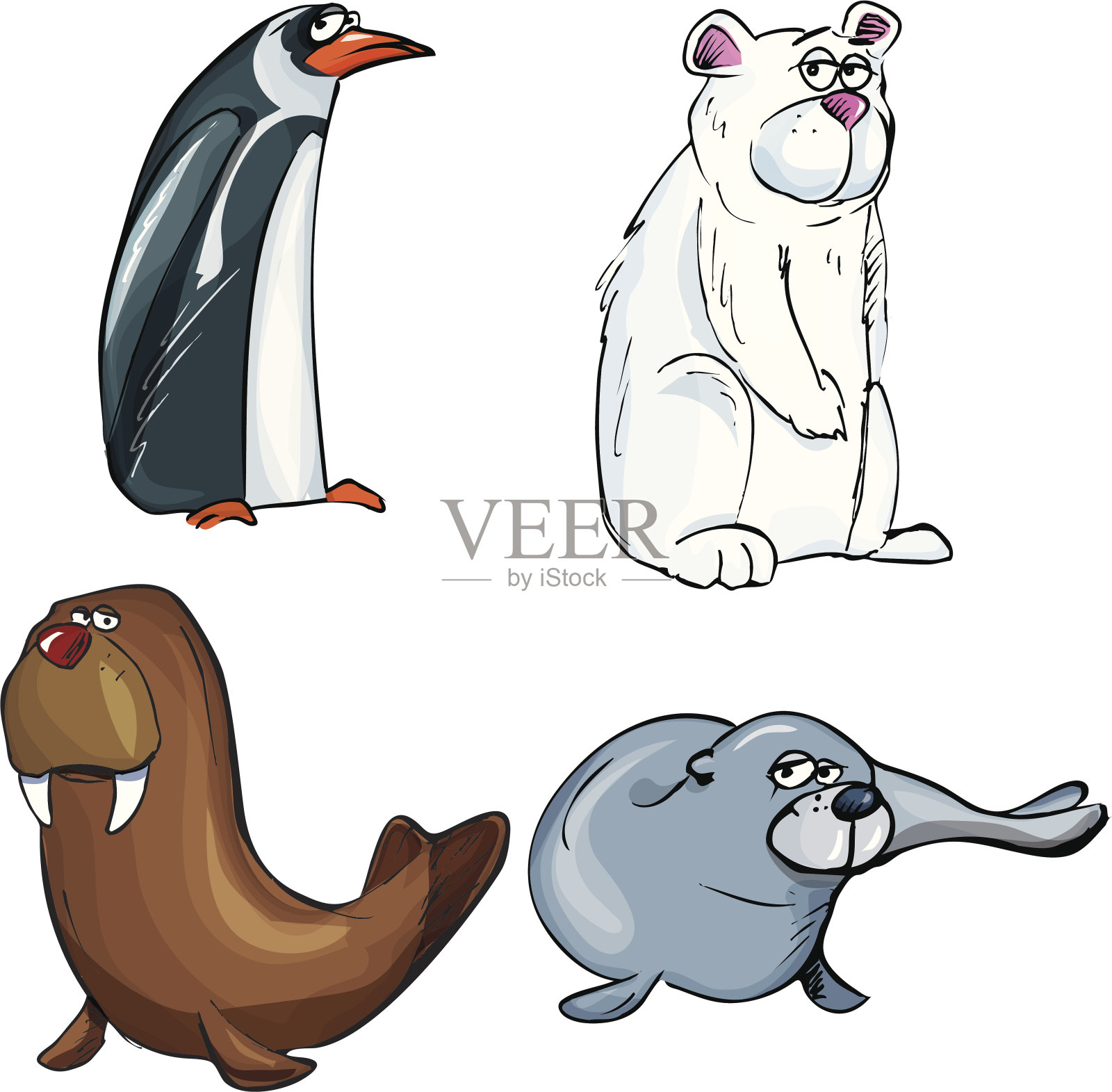 卡通汽车列车的动物插画图片素材