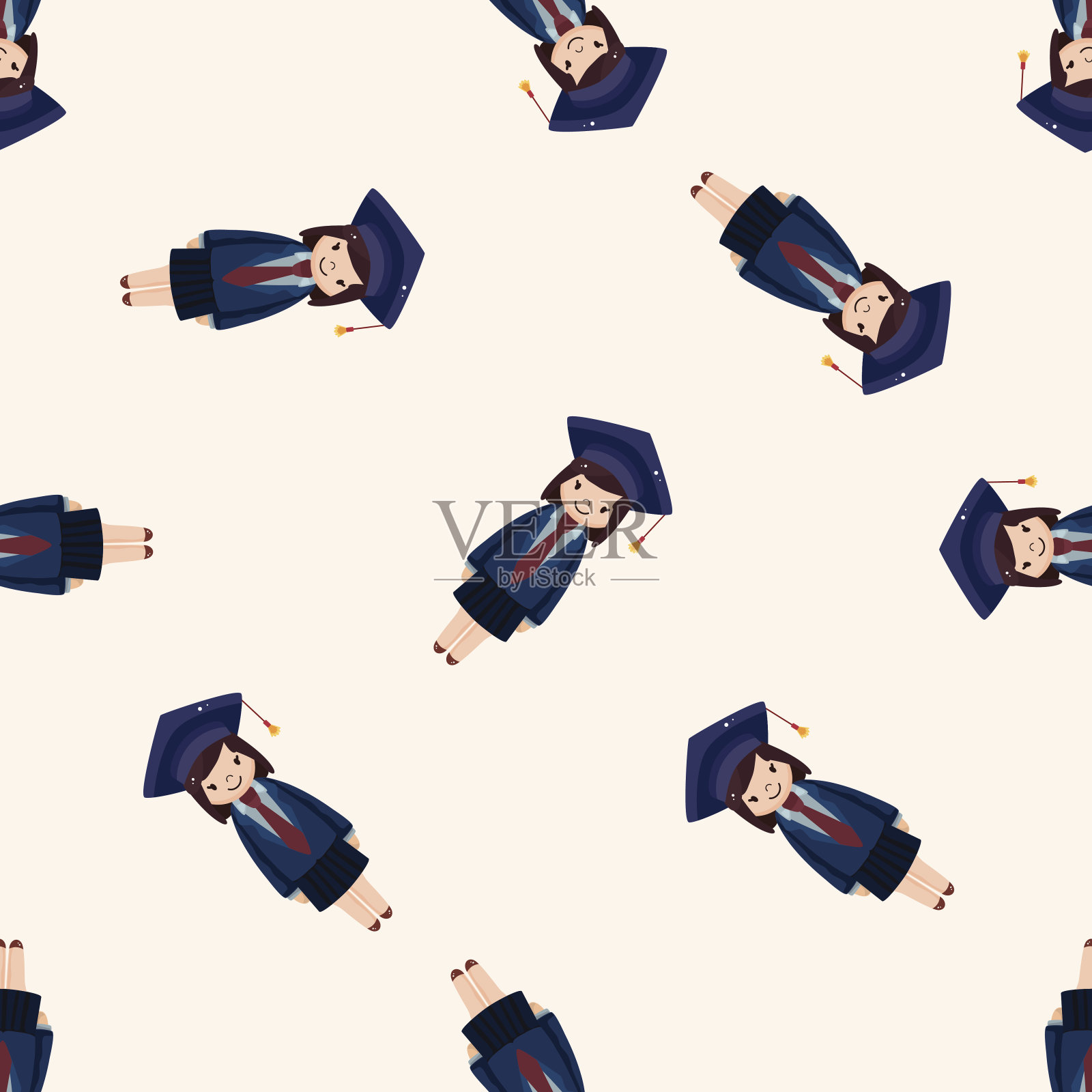 研究生，卡通无缝图案背景插画图片素材