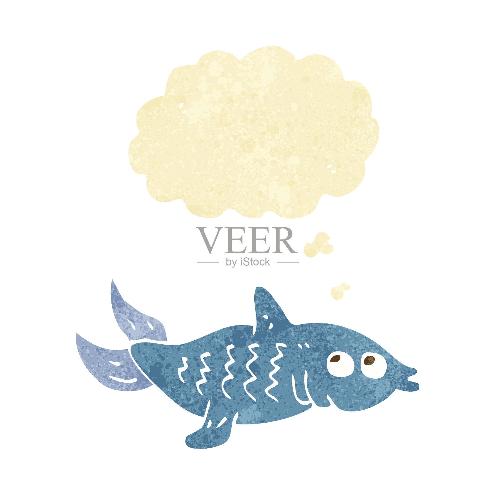 卡通鱼与思想泡泡插画图片素材