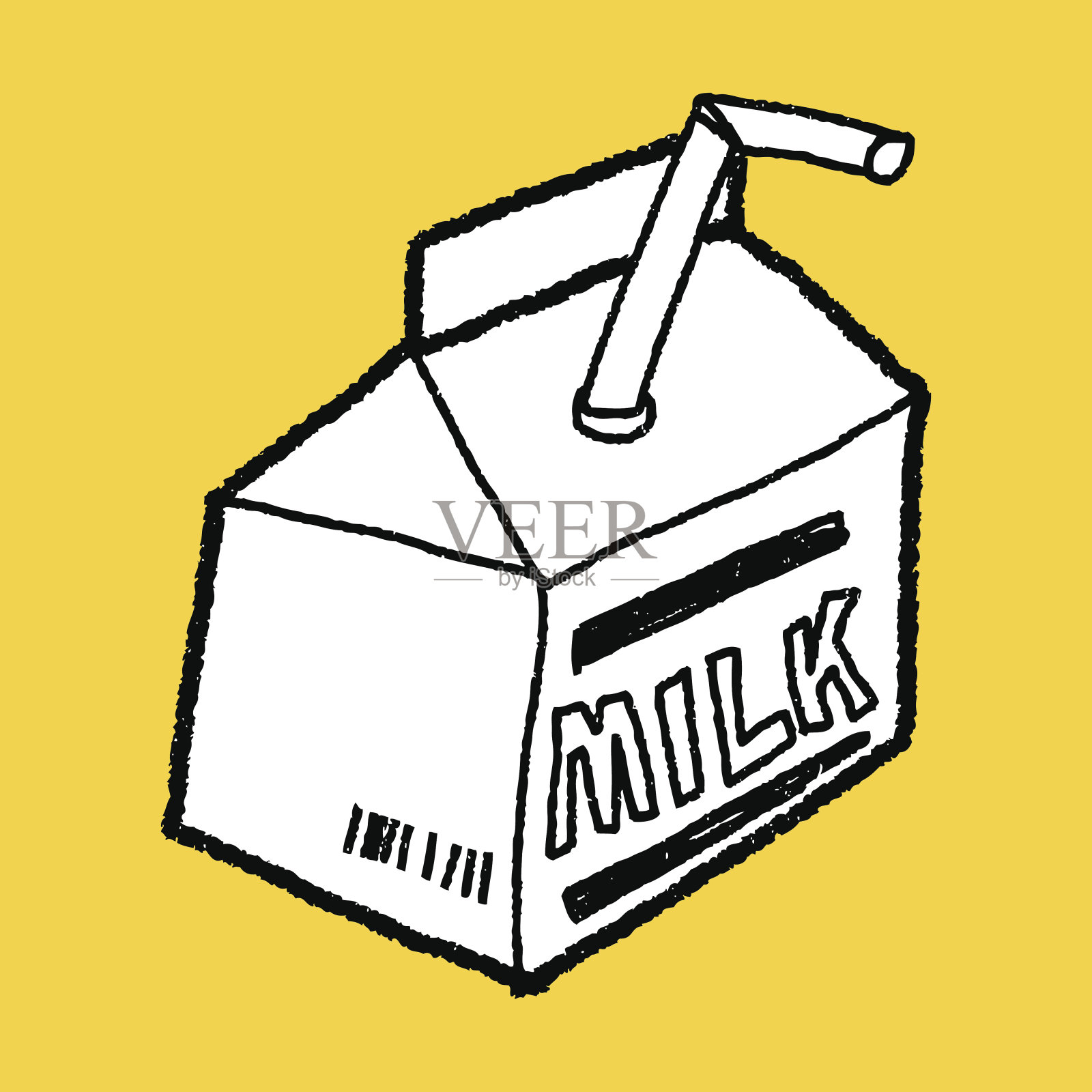 牛奶盒涂鸦设计元素图片