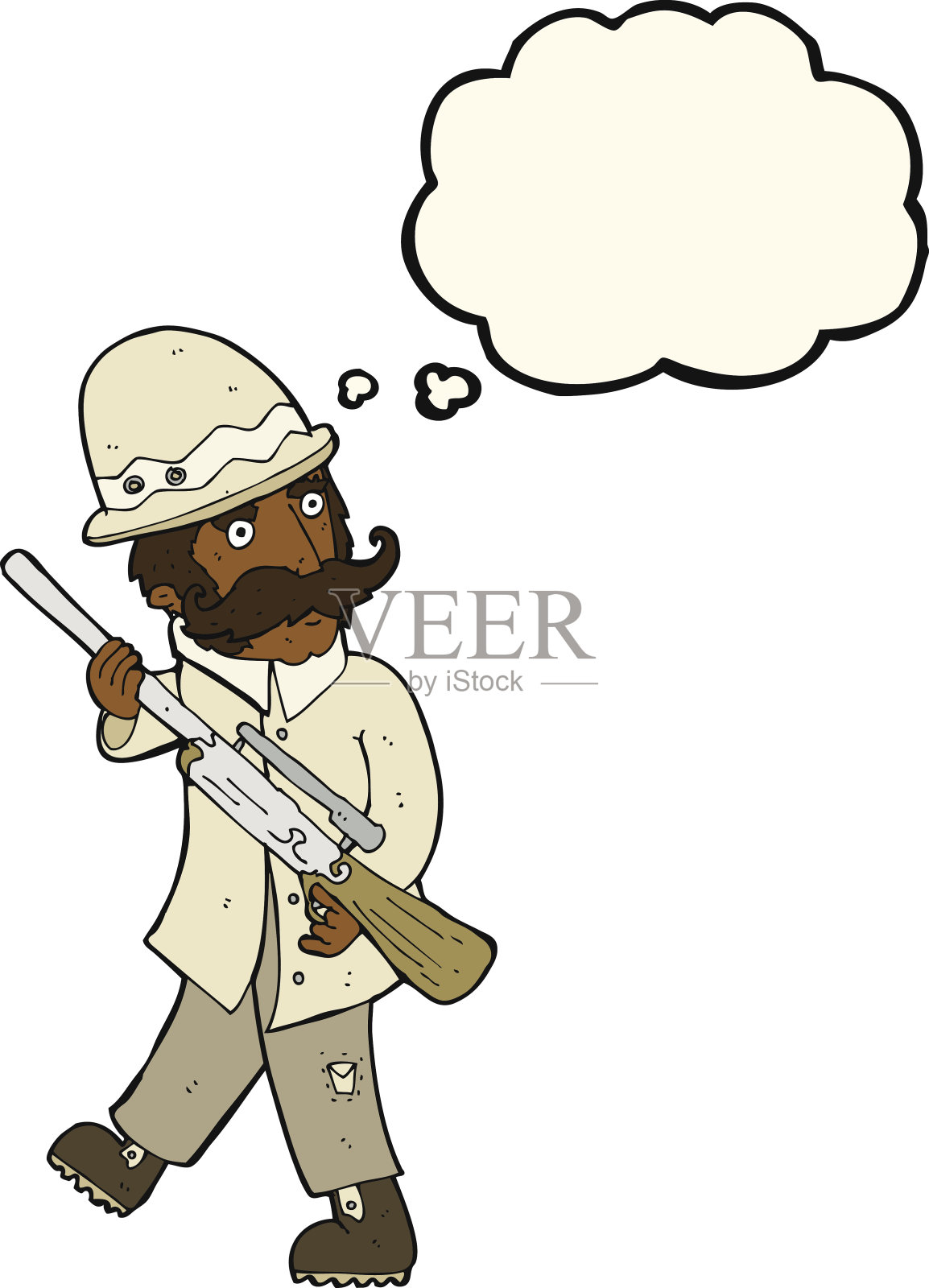 卡通大游戏猎人与思想泡泡插画图片素材