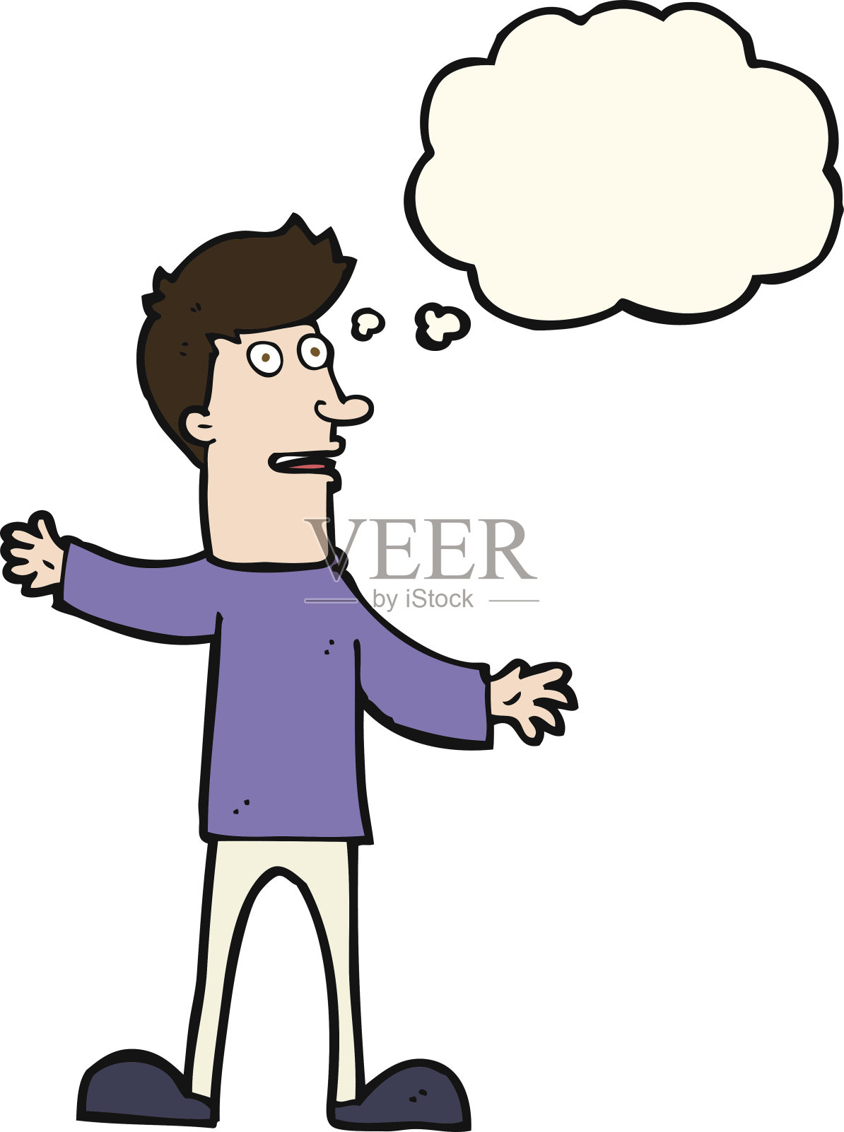 卡通惊奇男人与思想泡泡设计元素图片