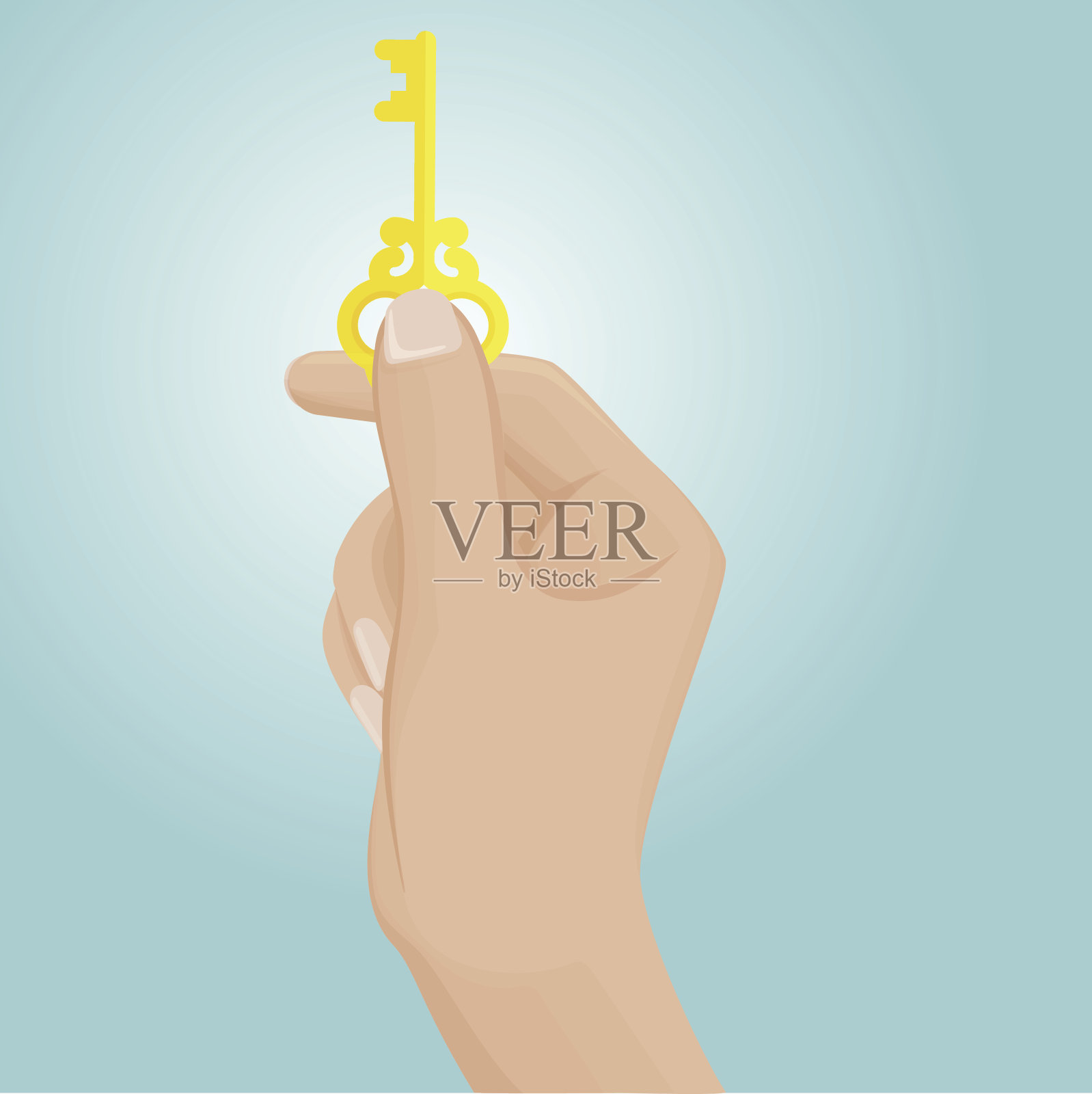 右手拿着一把金钥匙设计元素图片