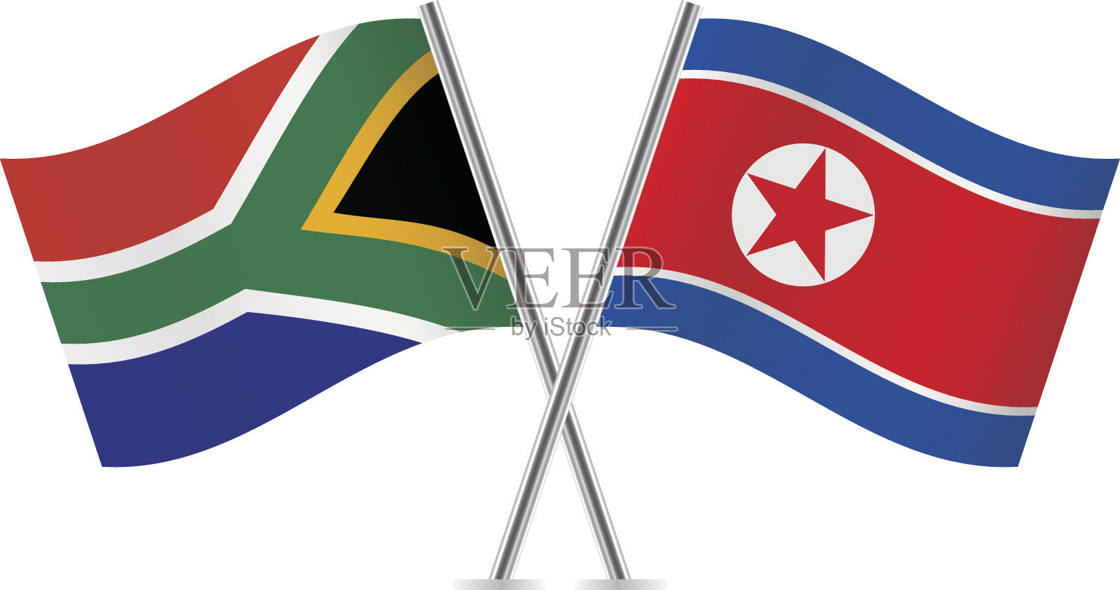 朝鲜和南非国旗。向量。插画图片素材