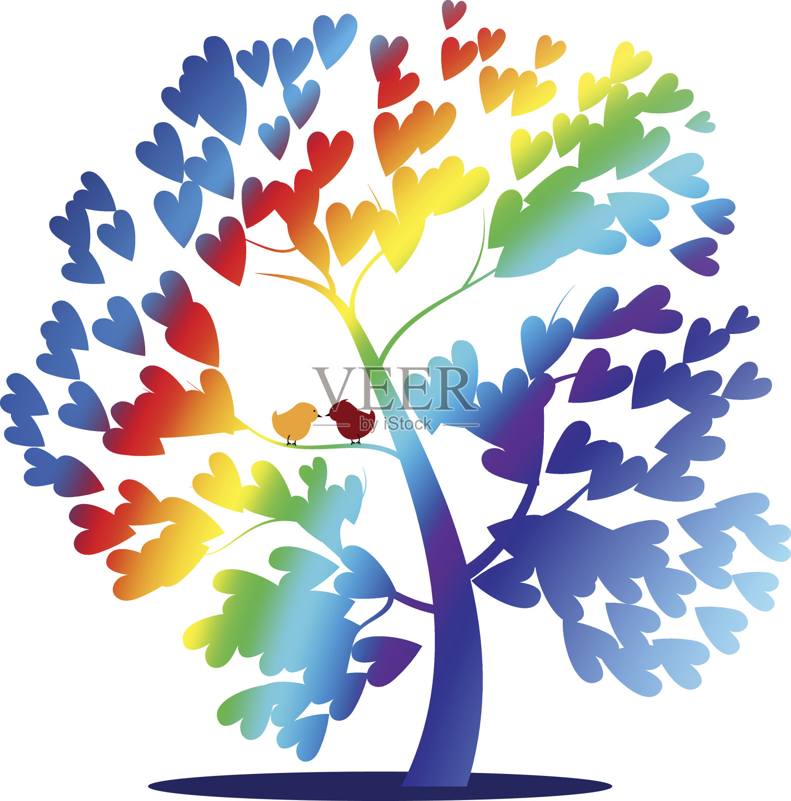 向量彩虹树插画图片素材