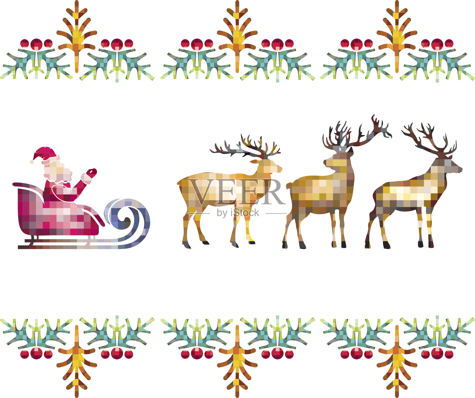 马赛克圣诞老人插画图片素材