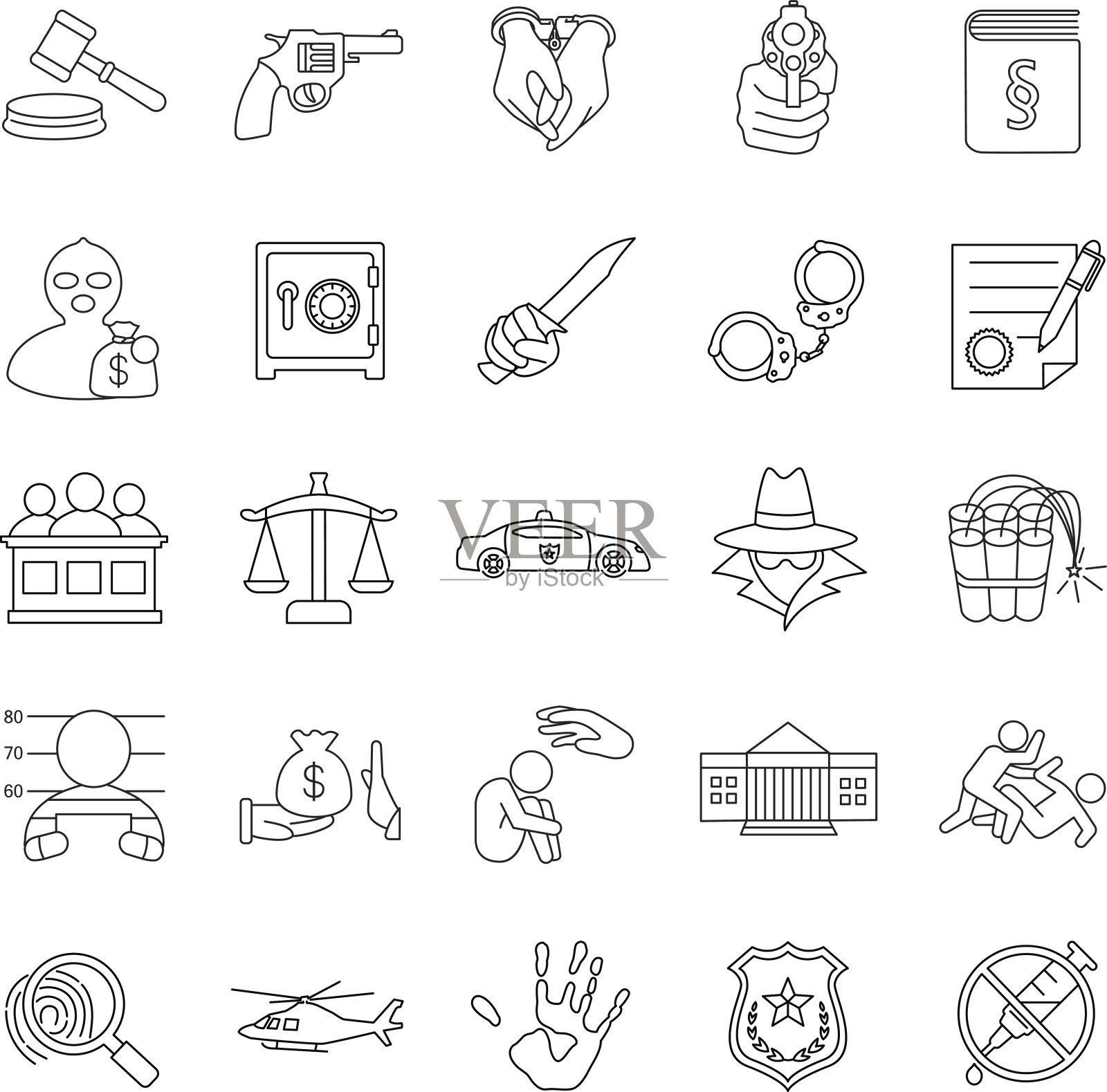 犯罪和正义矢量图标图标素材