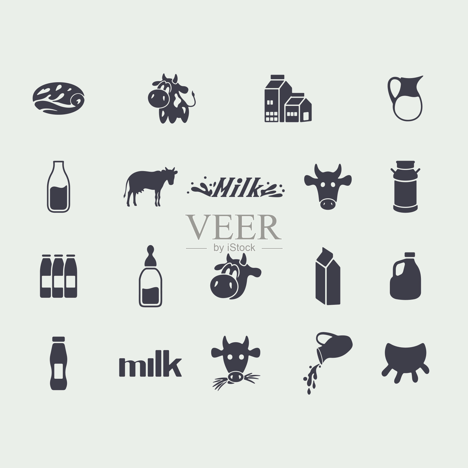 牛奶图标套装图标素材