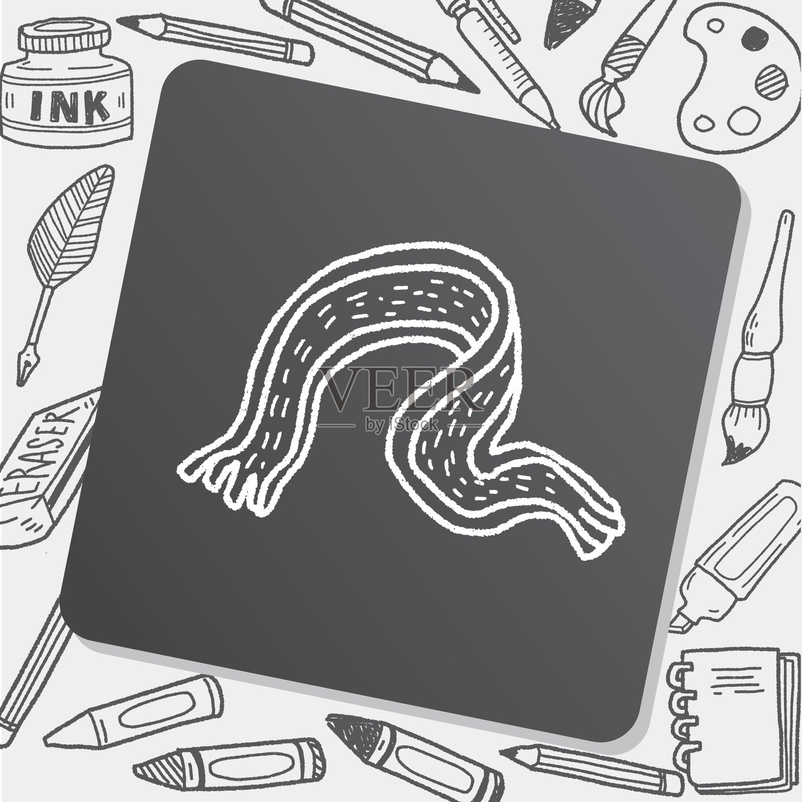 冬天围巾涂鸦插画图片素材