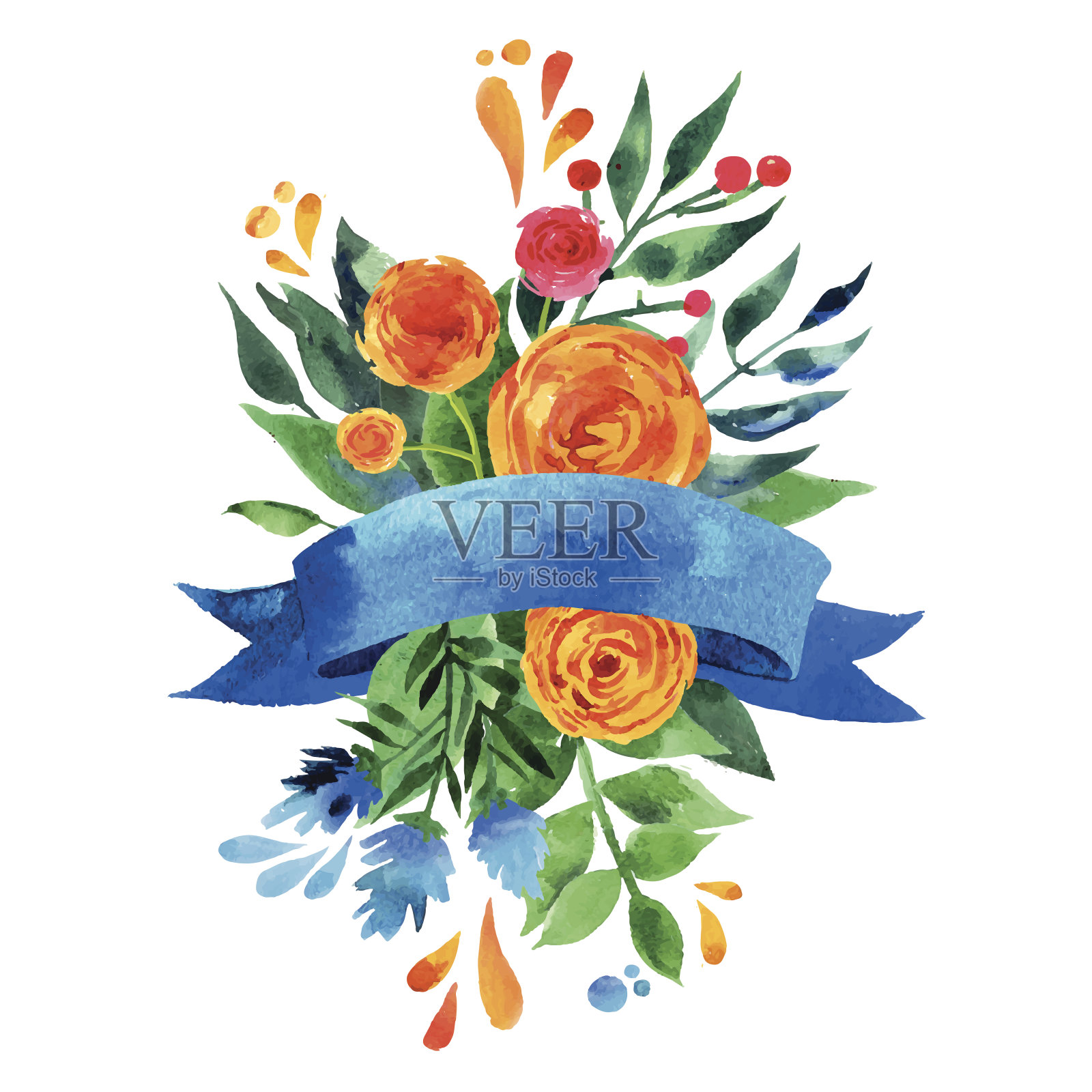 美丽的鲜花贺卡。明亮的插图，请帖插画图片素材