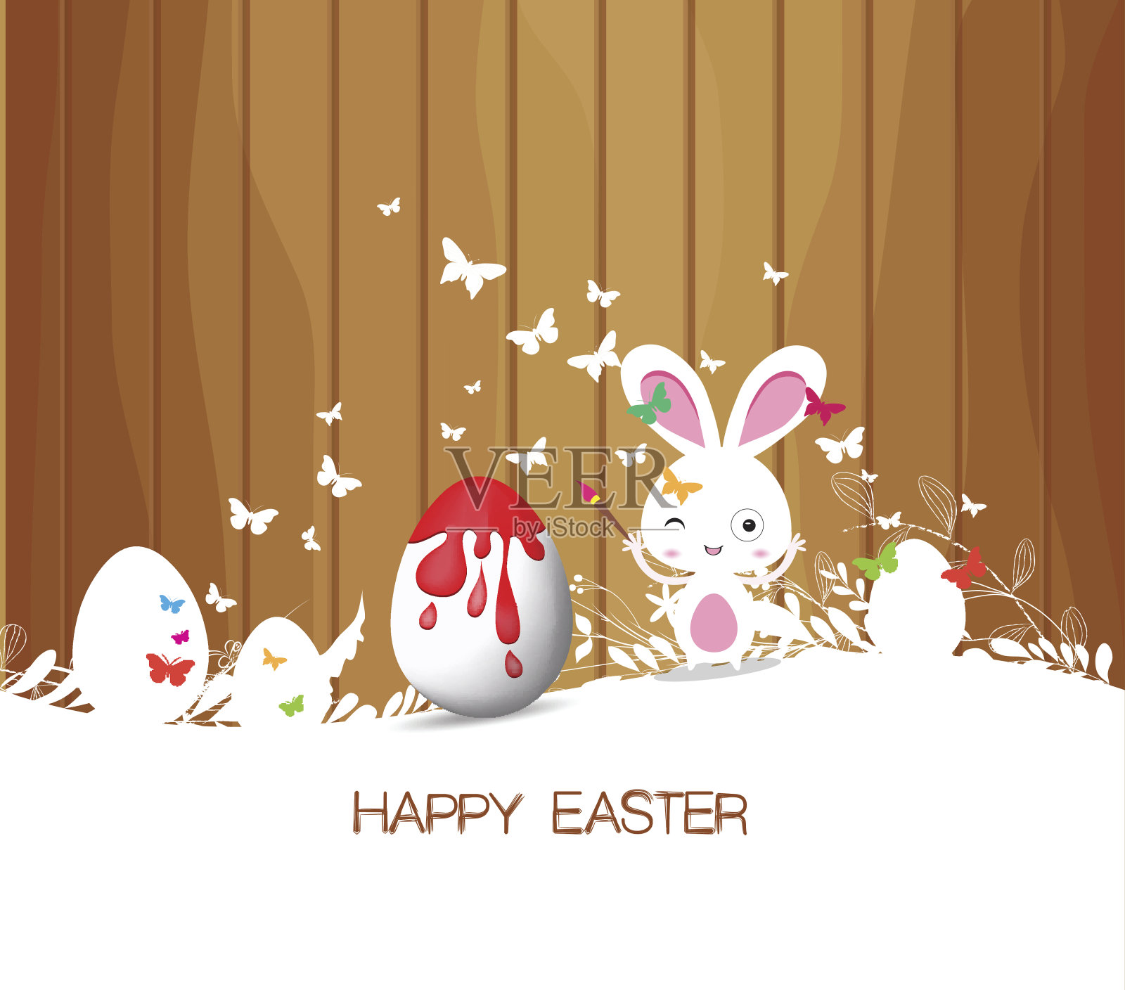复活节快乐，兔子蛋彩绘设计模板素材